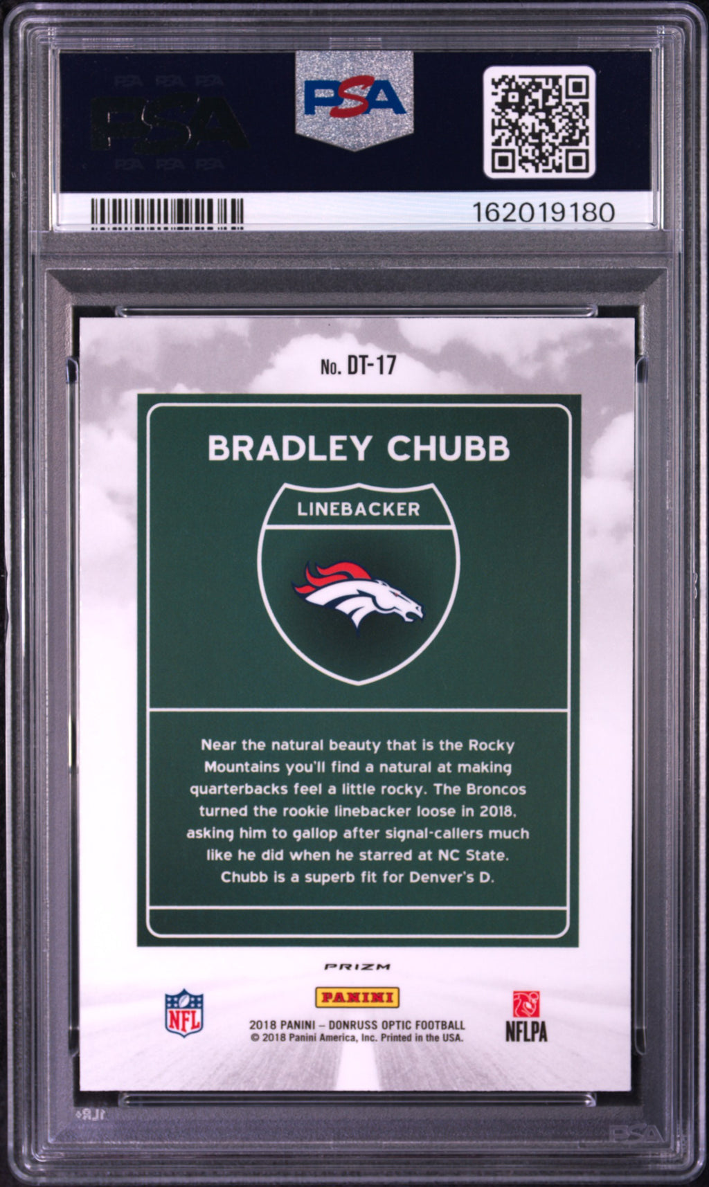 BRADLEY CHUBB 2018 Panini Donruss Optic Downtown Case Hit SSP #DT17 PSA 10