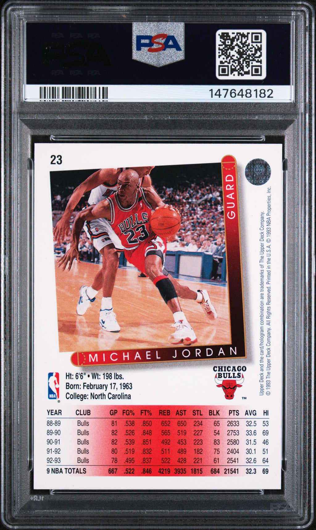 MICHAEL JORDAN 1993-94 Upper Deck Basketball #23 PSA 9 MINT Chicago Bulls