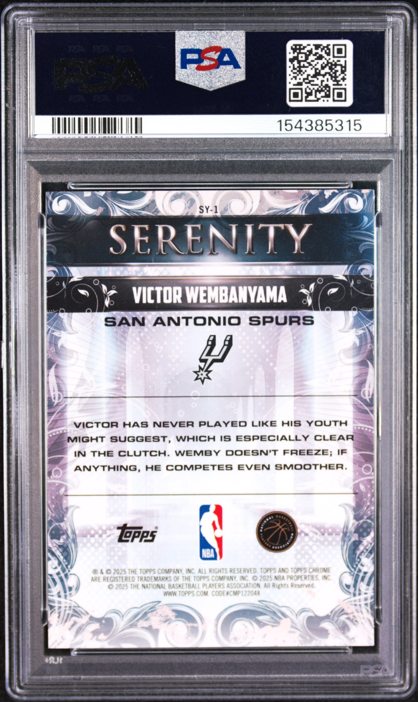 VICTOR WEMBANYAMA 2025-26 Topps Chrome Serenity Aqua Refractor /199 #SY-1 PSA 10