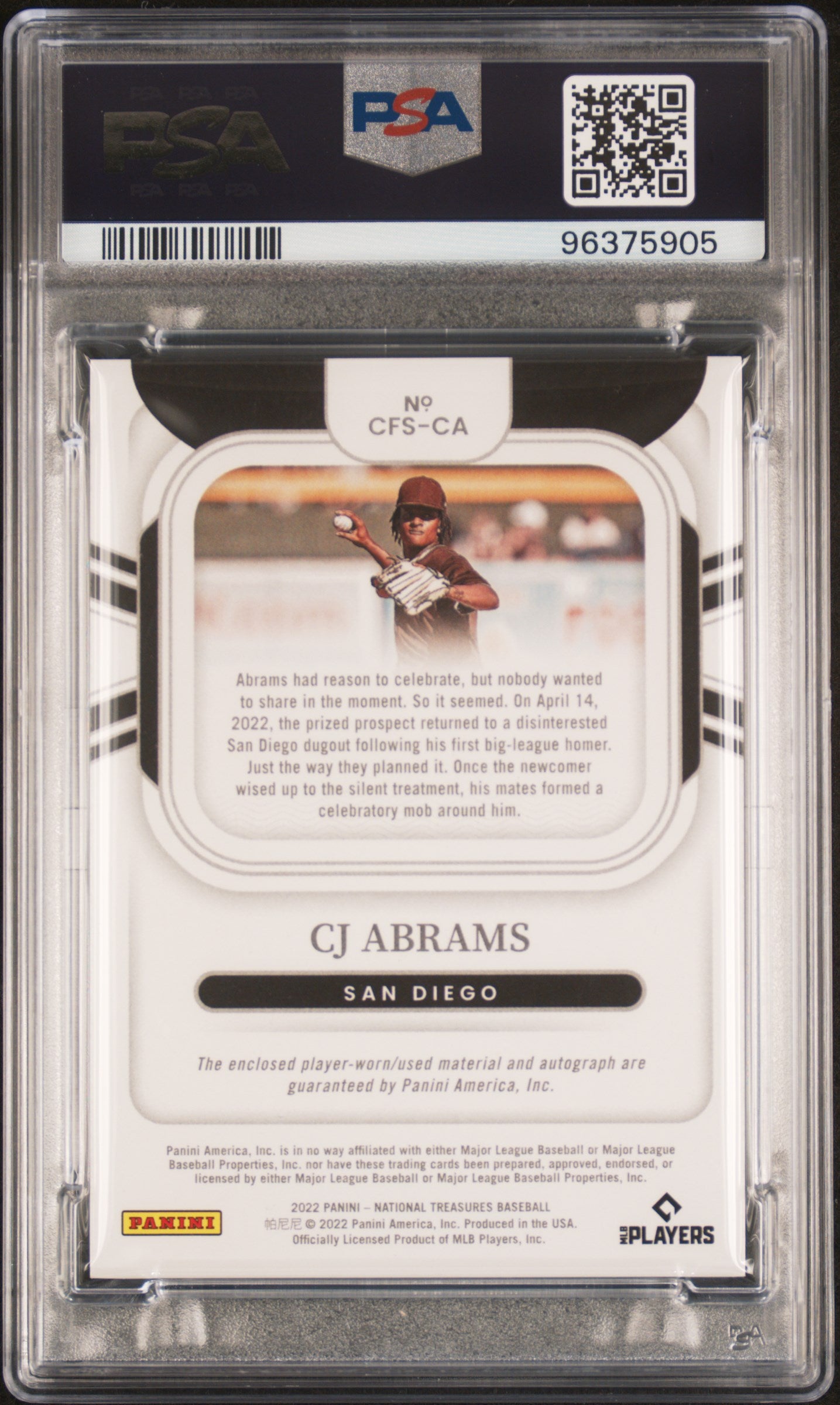 CJ ABRAMS 2022 Panini National Treasures Clutch Factor Patch Auto /49 PSA 8 RC