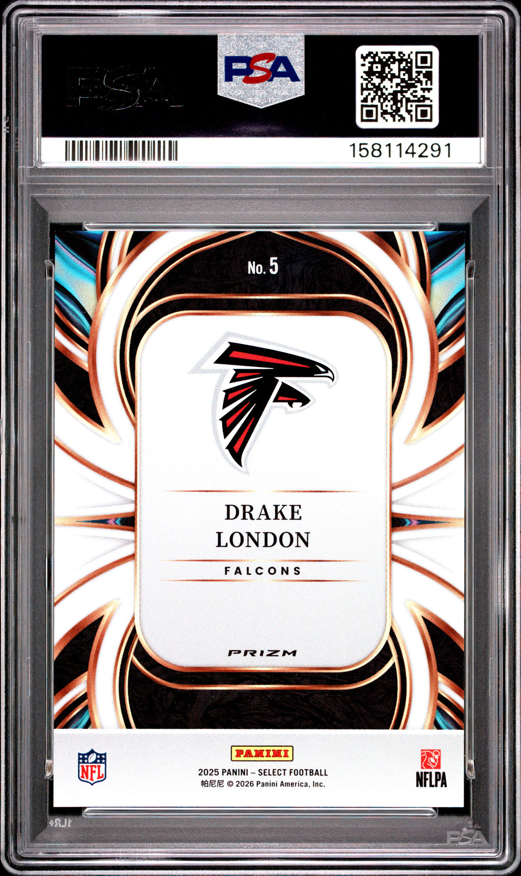 DRAKE LONDON 2025 Panini Select On Target Zebra Prizm SSP #5 PSA 10 Falcons