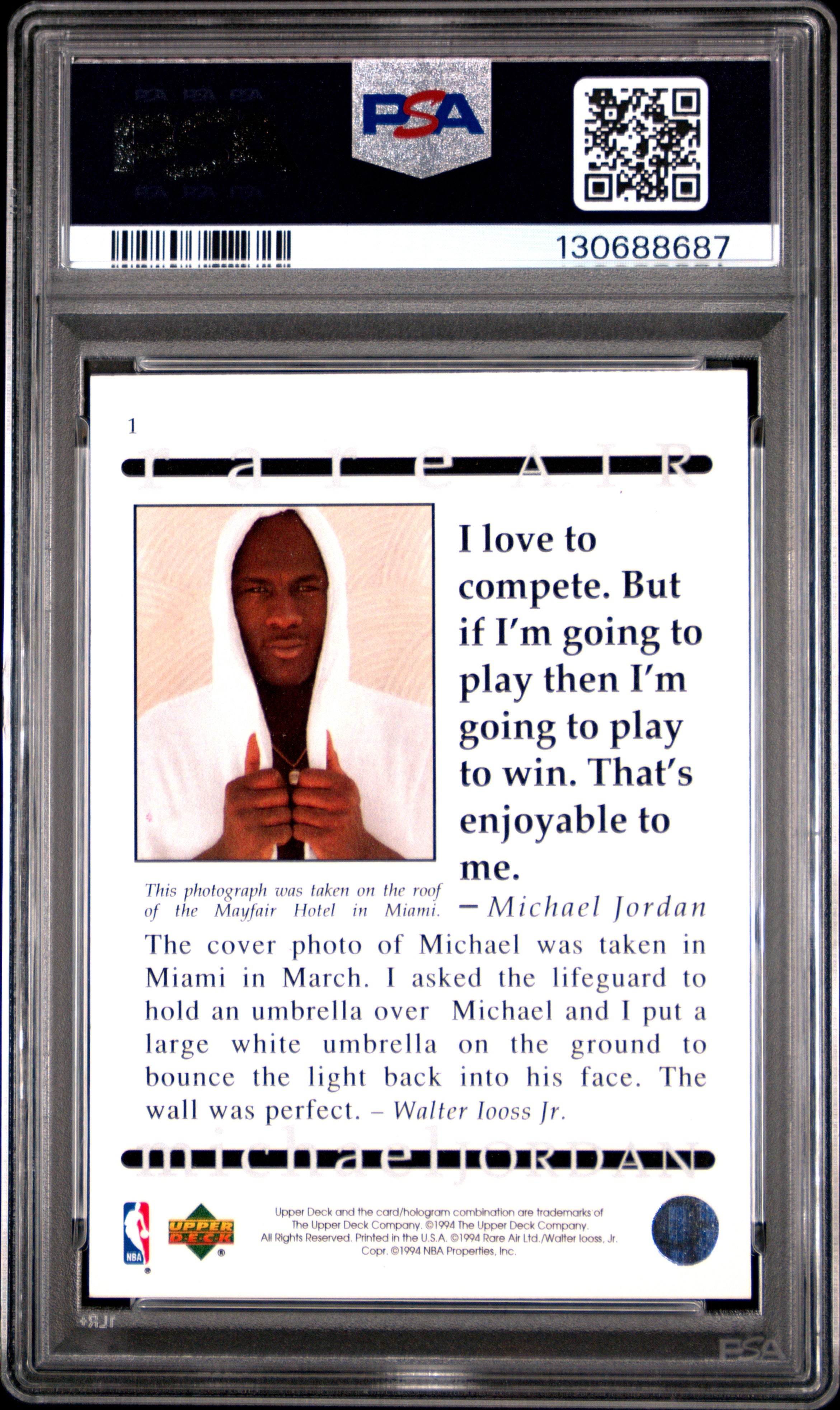 MICHAEL JORDAN 1994 Upper Deck MJ Rare Air #1 PSA 10 Bulls Frank's Card Shop MICHAEL JORDAN 1994 Upper Deck MJ Rare Air #1 PSA 10 Bulls Frank's Card Shop