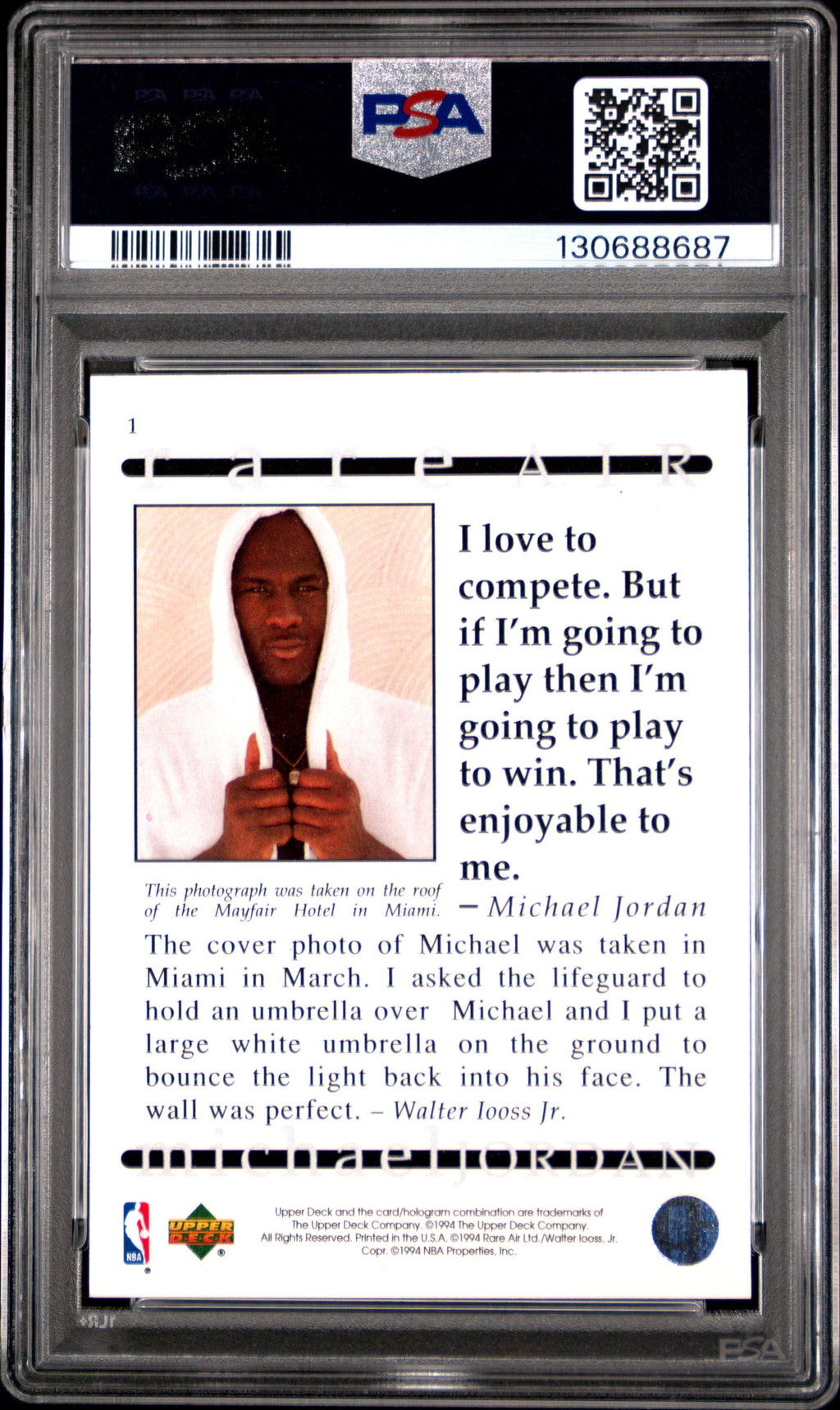 MICHAEL JORDAN 1994 Upper Deck MJ Rare Air #1 PSA 10 Bulls