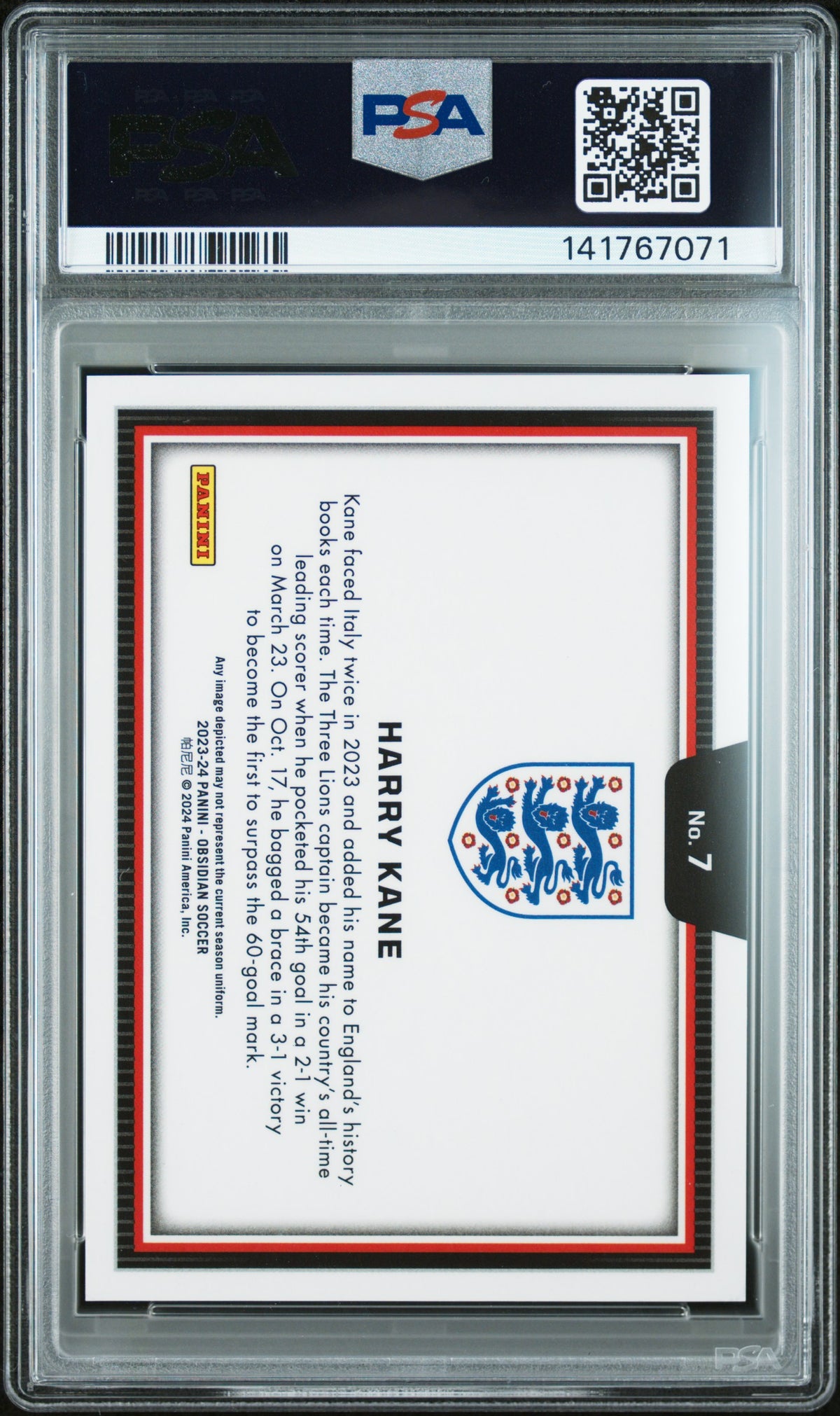 HARRY KANE 2023-24 Panini Obsidian Black Color Blast Case Hit SSP #7 PSA 10