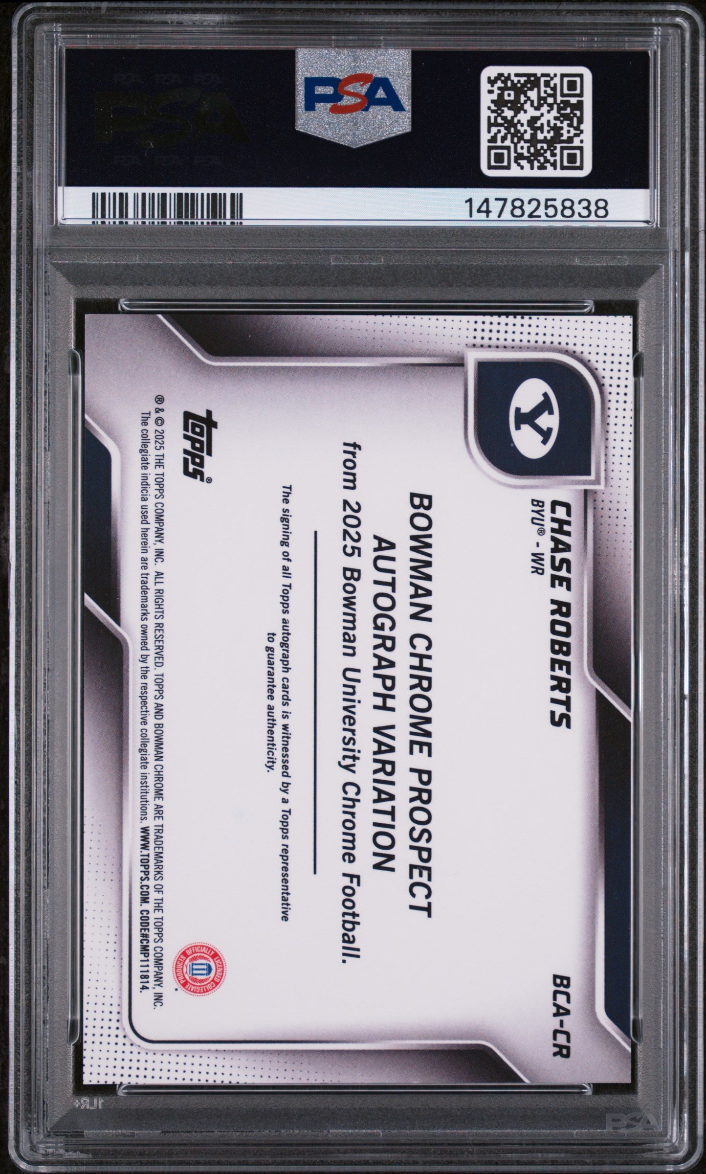 CHASE ROBERTS 2025 Bowman U Chrome 1st Prospect Auto Black Refractor /10 PSA 9
