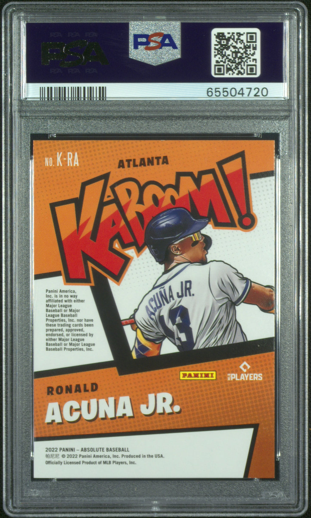 RONALD ACUNA JR. 2022 Panini Absolute Kaboom Case Hit SSP #K-RA PSA 10 Braves