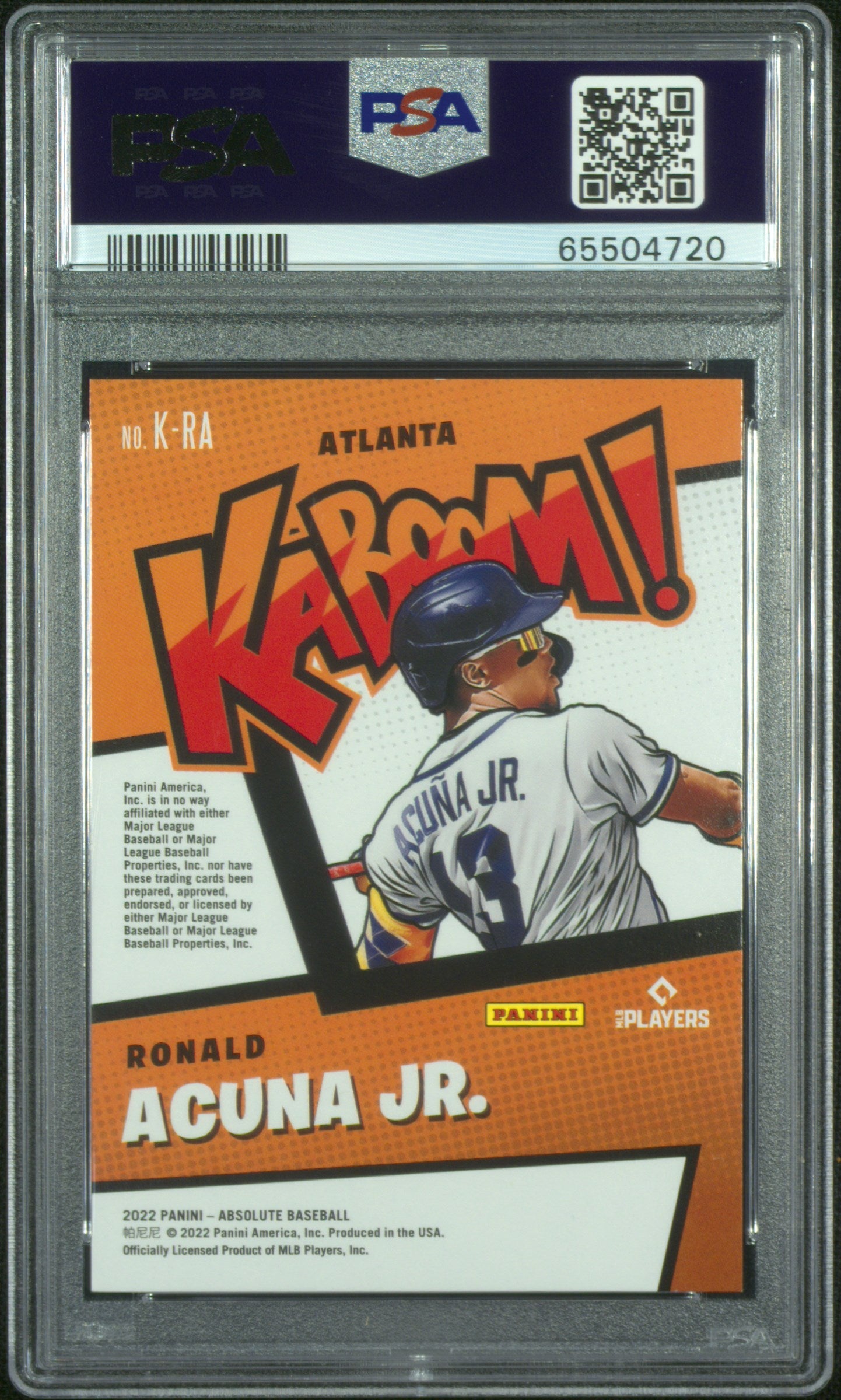 RONALD ACUNA JR. 2022 Panini Absolute Kaboom Case Hit SSP #K-RA PSA 10 Braves