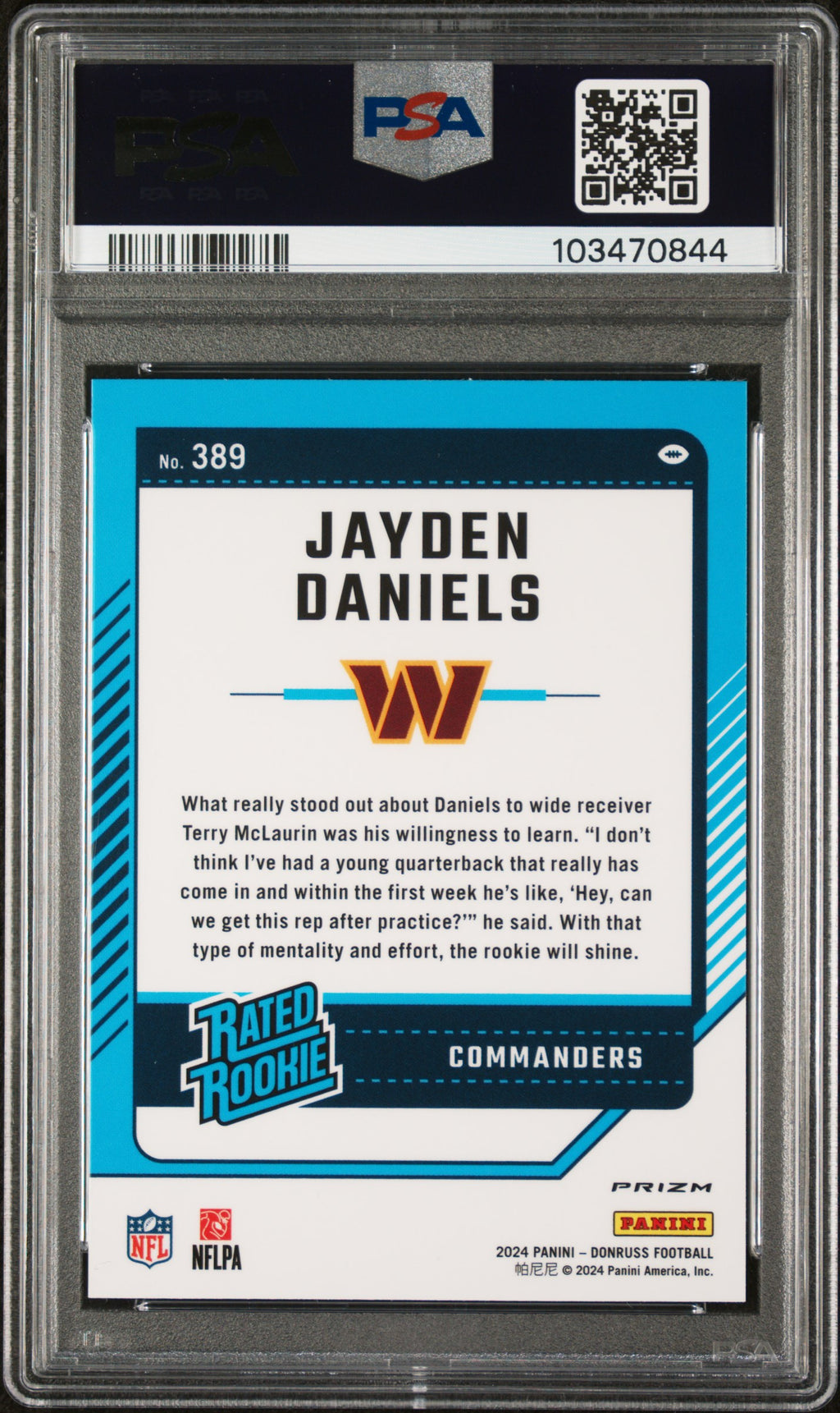 JAYDEN DANIELS 2024 Panini Donruss Optic Rated Rookie Red Pandora #389 PSA 10