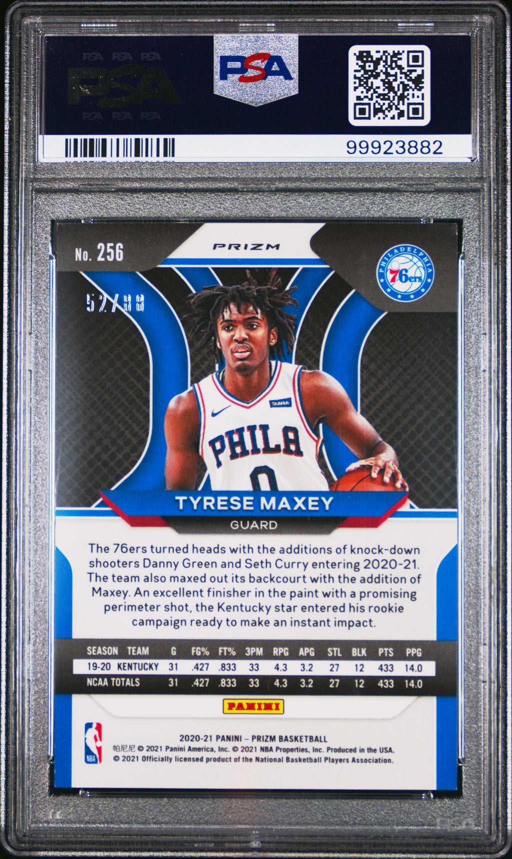 TYRESE MAXEY 2020-21 Panini Prizm Choice Rookie Red /88 #256 PSA 9 76ers