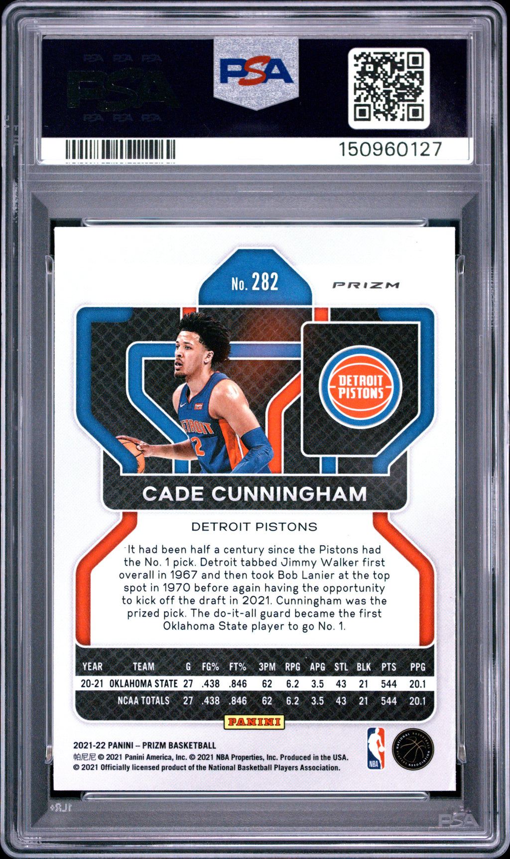 CADE CUNNINGHAM 2021-22 Panini Prizm Rookie Green Prizm #282 PSA 10 Pistons