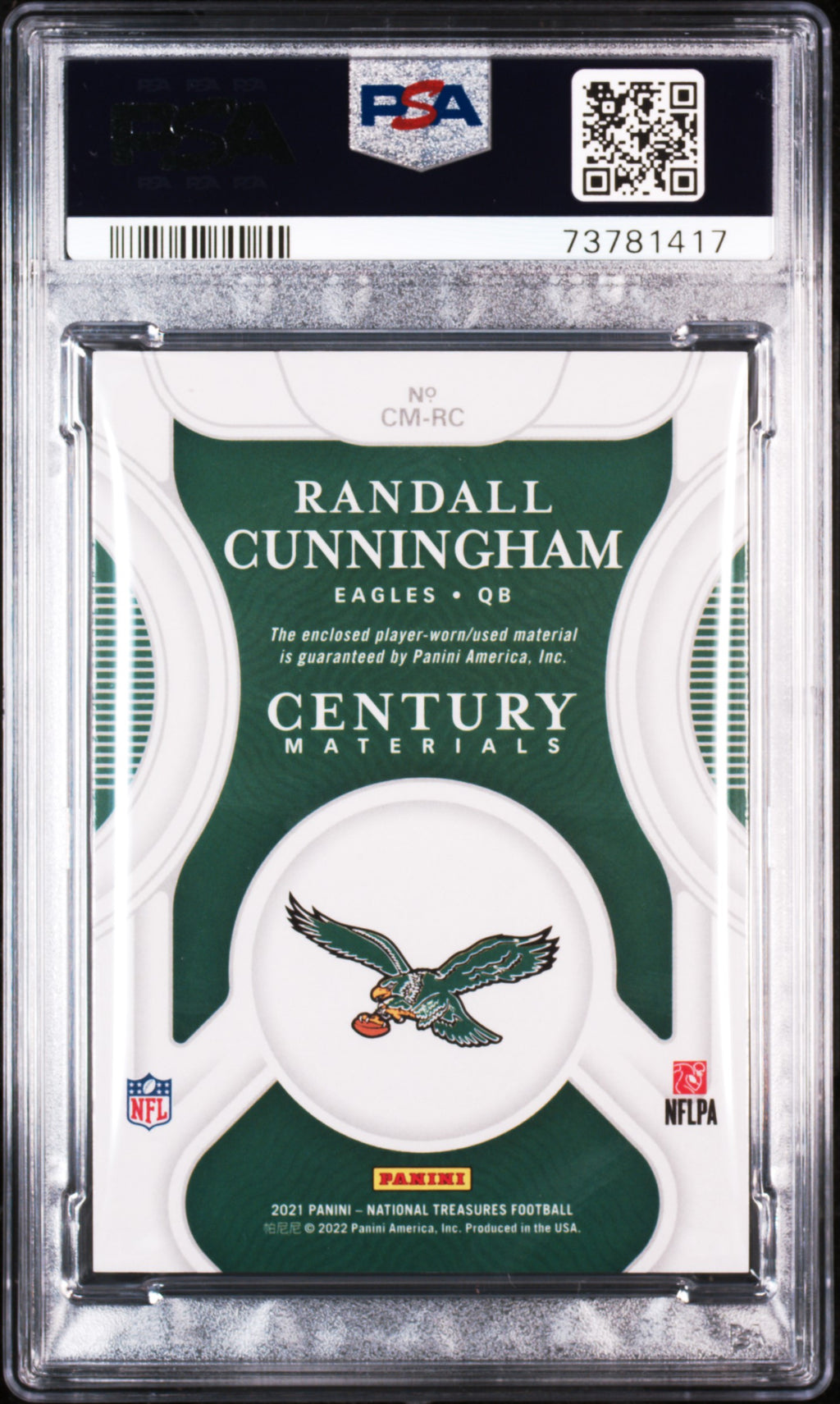 RANDALL CUNNINGHAM 2021 National Treasures Century Patch Holo Silver /25 PSA 10
