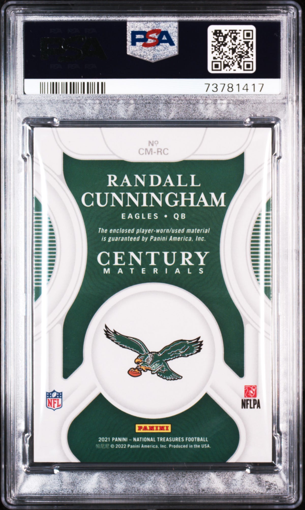 RANDALL CUNNINGHAM 2021 National Treasures Century Patch Holo Silver /25 PSA 10