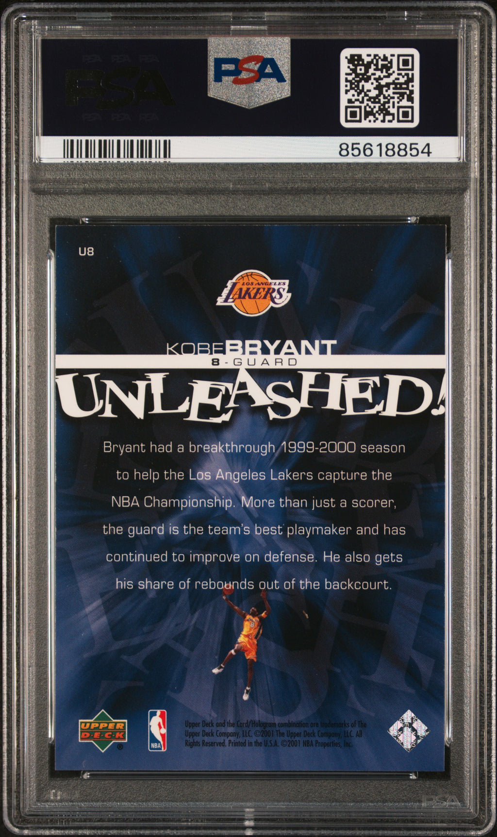 KOBE BRYANT 2000-01 Upper Deck Unleashed #U8 PSA 9 Lakers