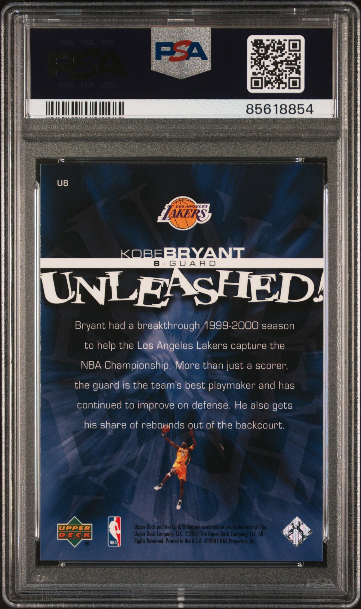 KOBE BRYANT 2000-01 Upper Deck Unleashed #U8 PSA 9 Lakers