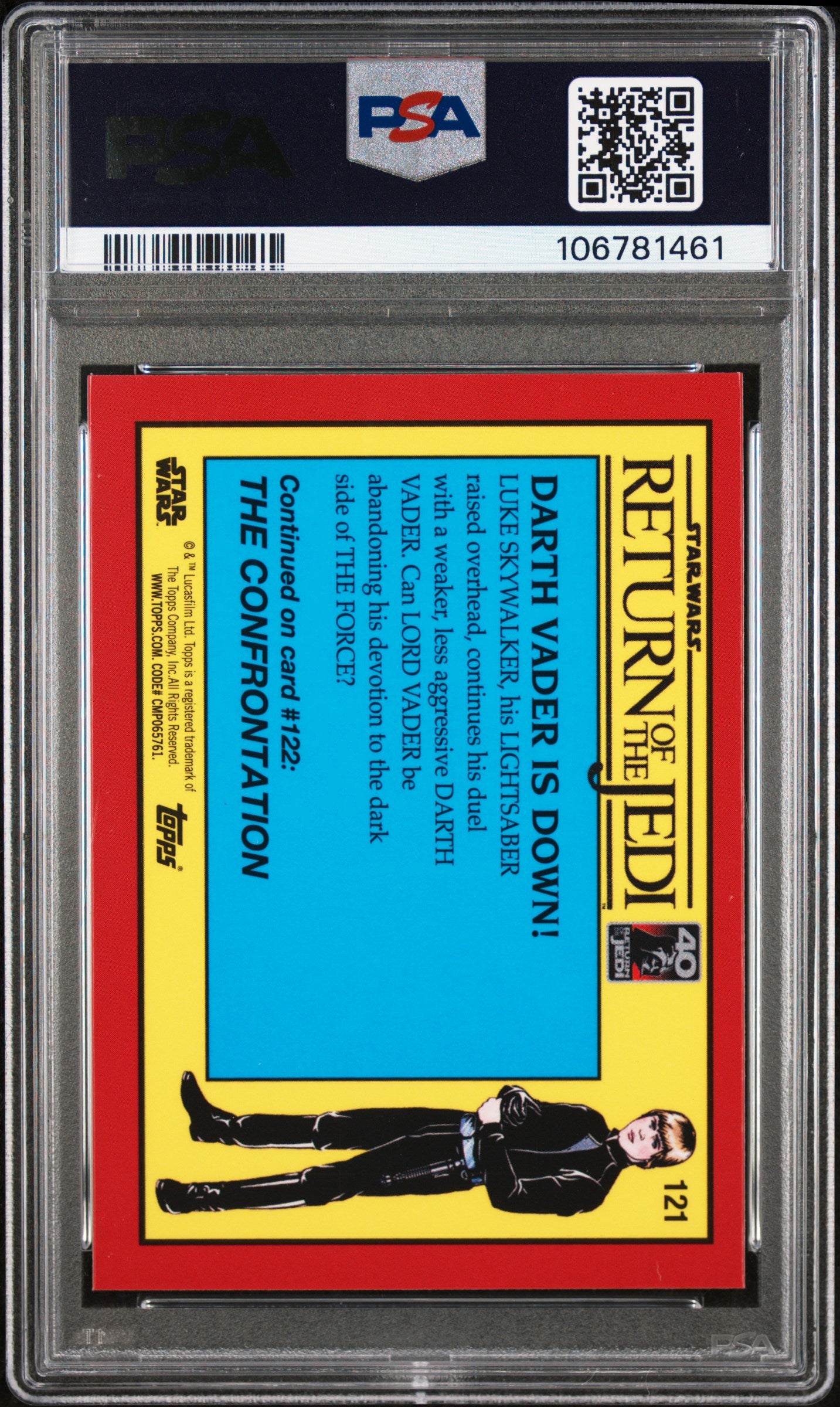 DARTH VADER IS DOWN 2023 Topps Chrome Star Wars Return Jedi Sapphire #121 PSA 10