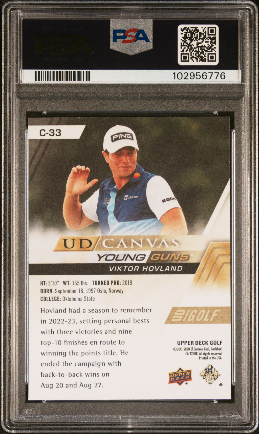 VIKTOR HOVLAND 2024 Upper Deck Golf UD Canvas Young Guns Rookie PSA 10 #C33
