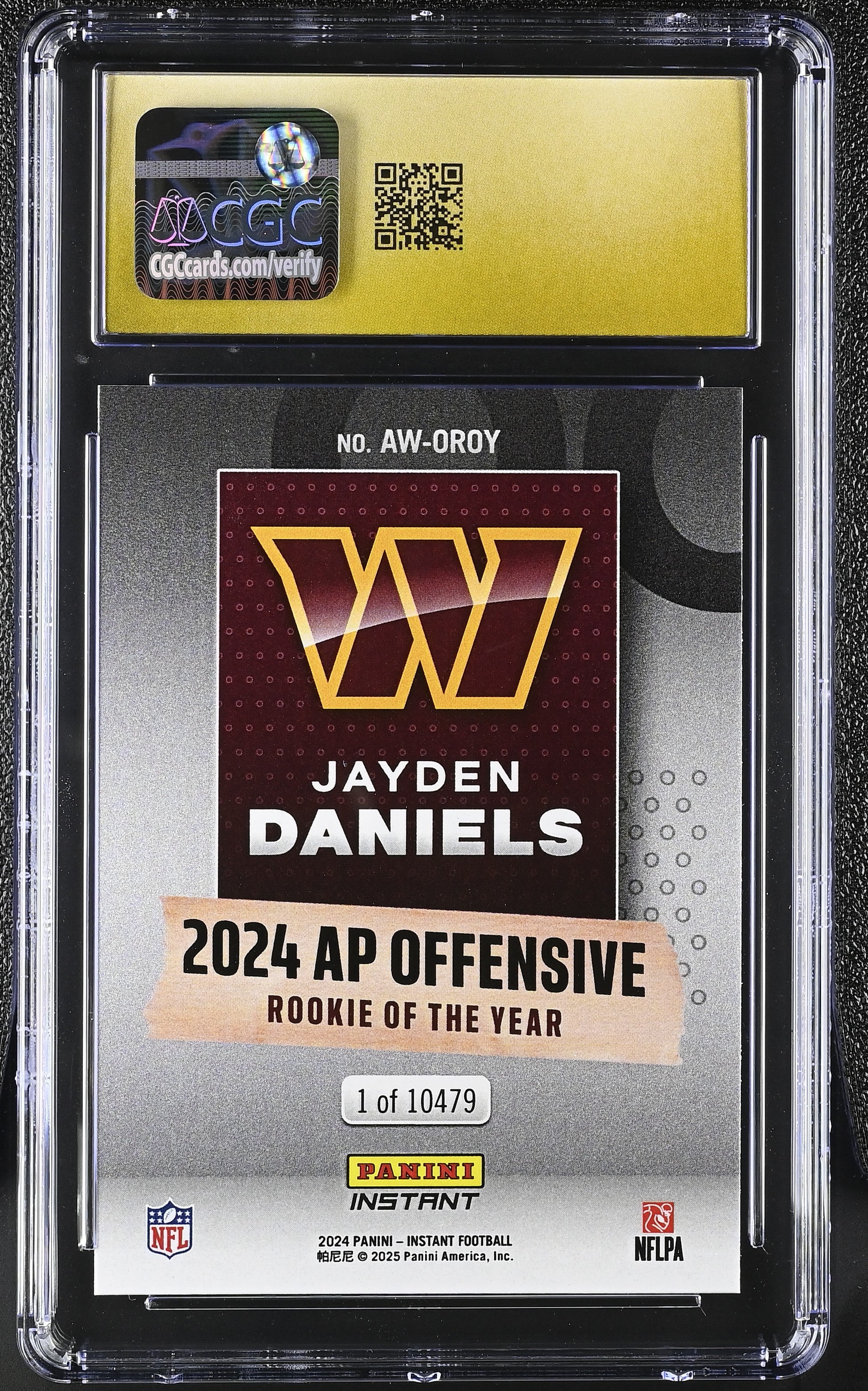 JAYDEN DANIELS 2024 Panini Instant Rookie Award Winners #AW-OROY CGC 10 Pristine