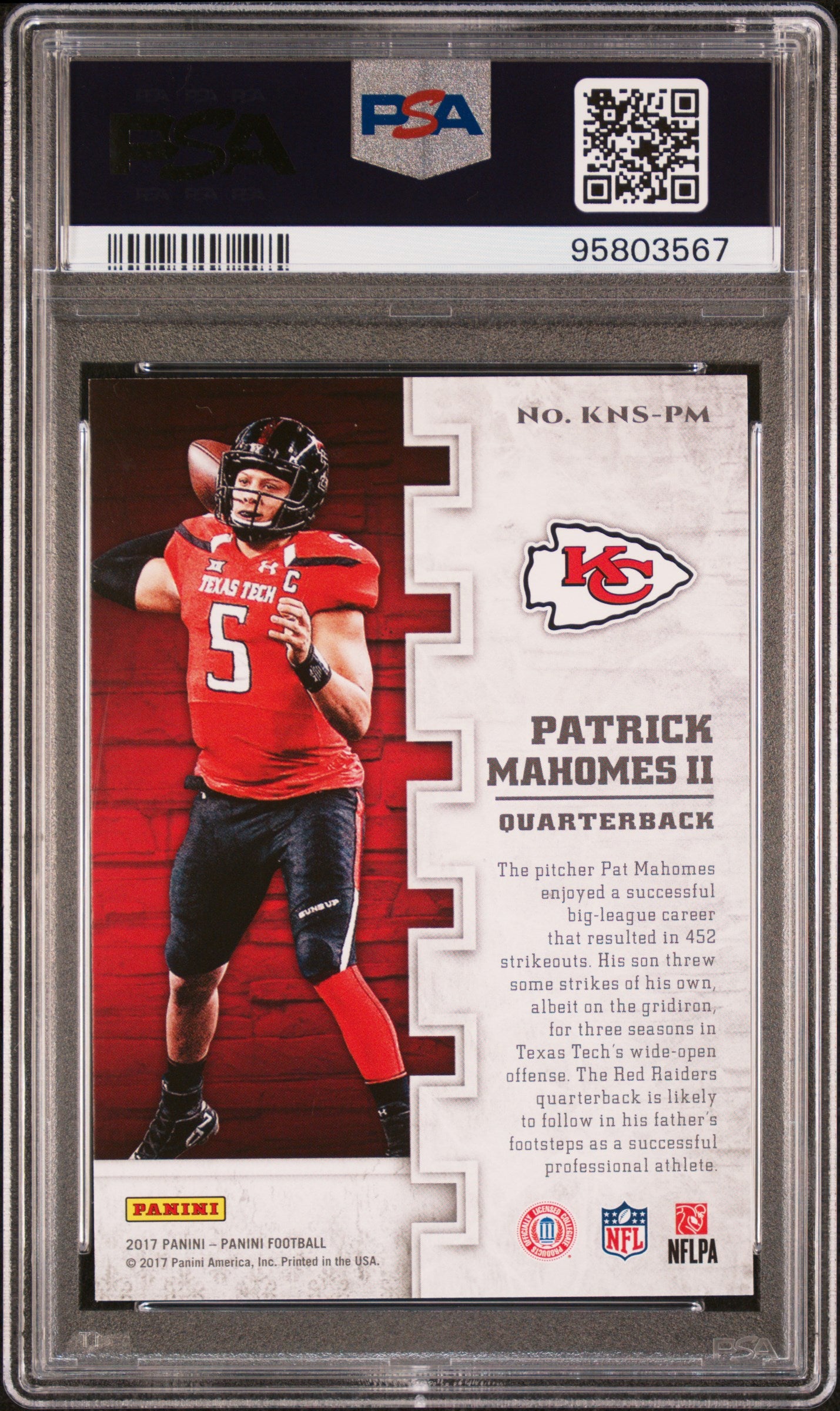 PATRICK MAHOMES II 2017 Panini Knight School Rookie #PM PSA 10 Chiefs
