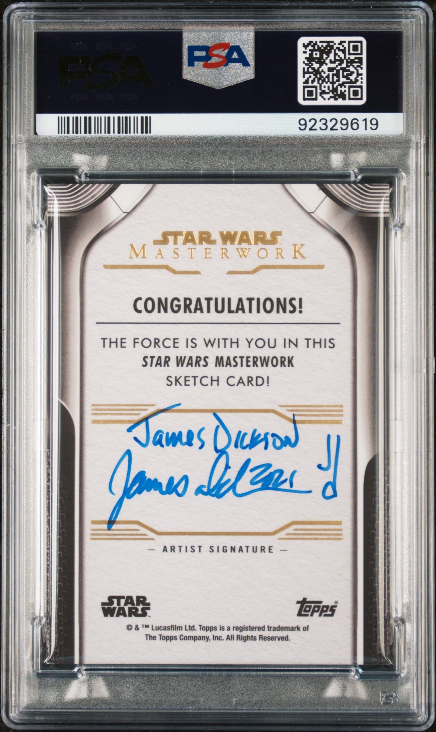 GROGU 2021 Topps Star Wars Masterwork Original Sketch Card James Dickson PSA 9