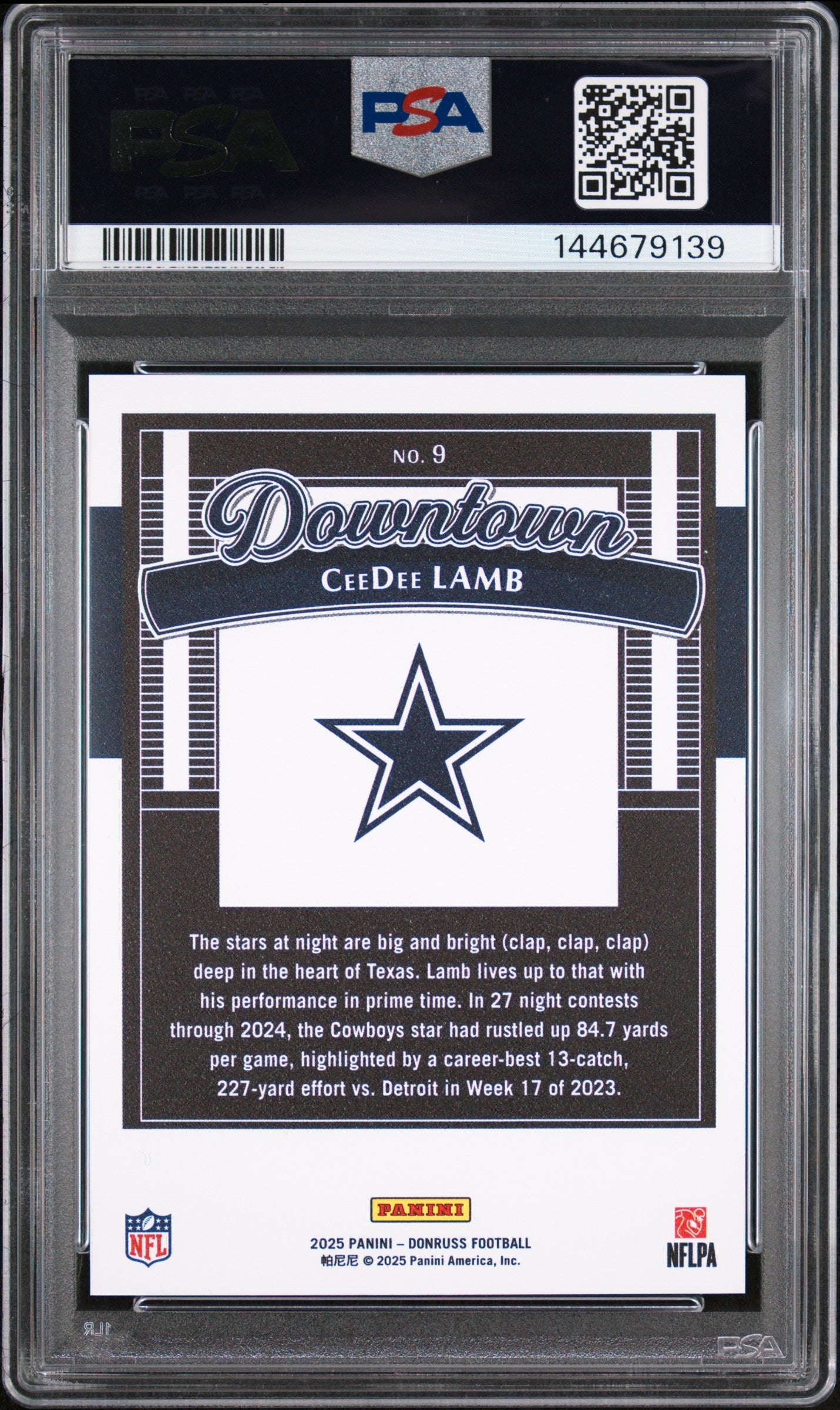 CEEDEE LAMB 2025 Panini Donruss Downtown Case Hit SSP #9 PSA 10 Cowboys