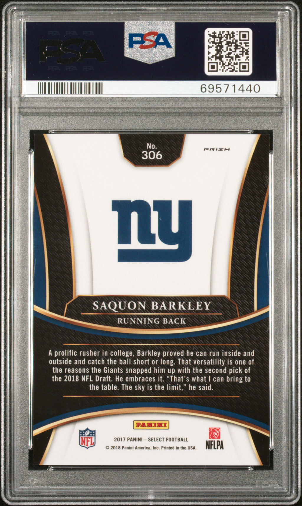 SAQUON BARKLEY 2017 Panini Select Rookie XRC Prizm #306 PSA 10 Giants