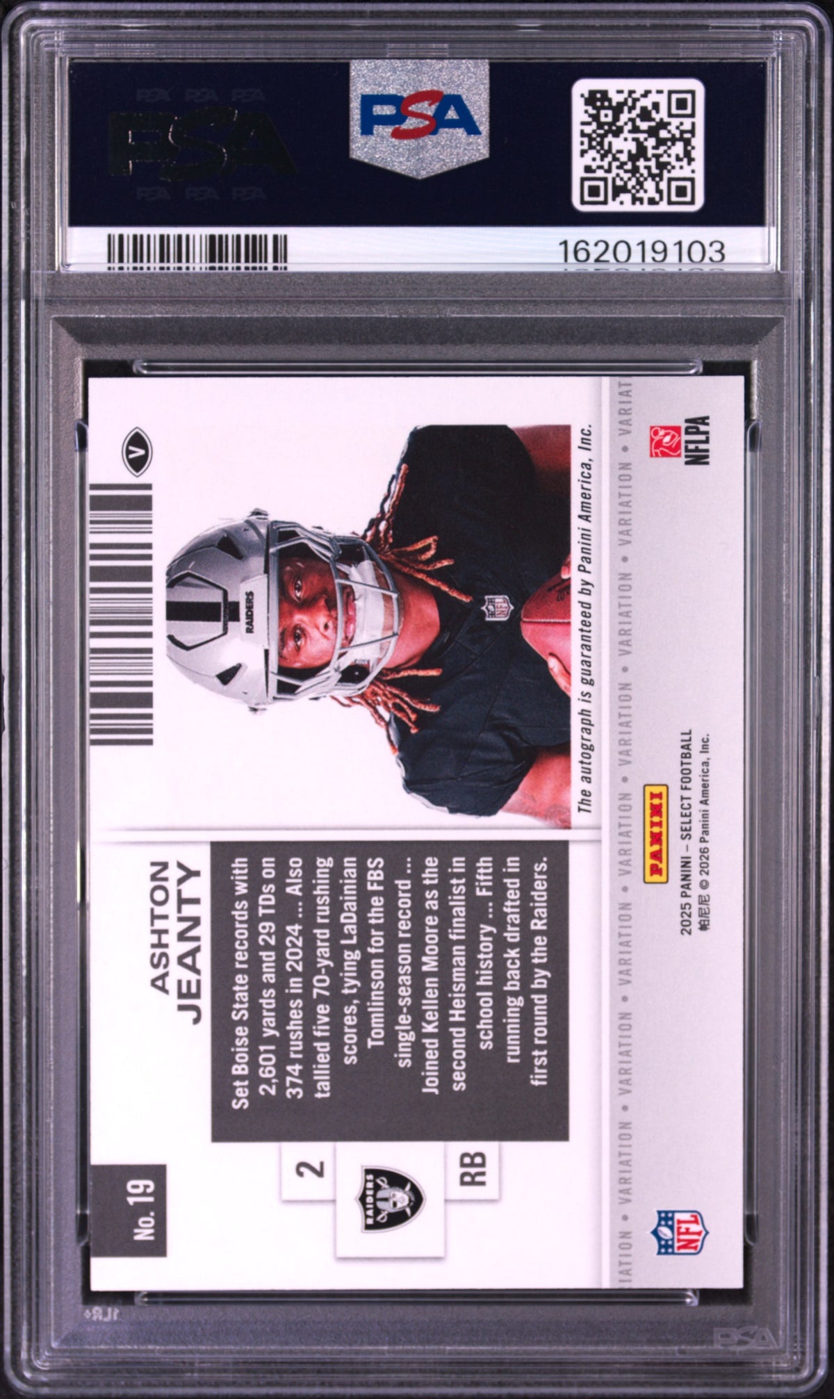 ASHTON JEANTY 2025 Panini Select Contenders Rookie Ticket Auto #19 PSA 9