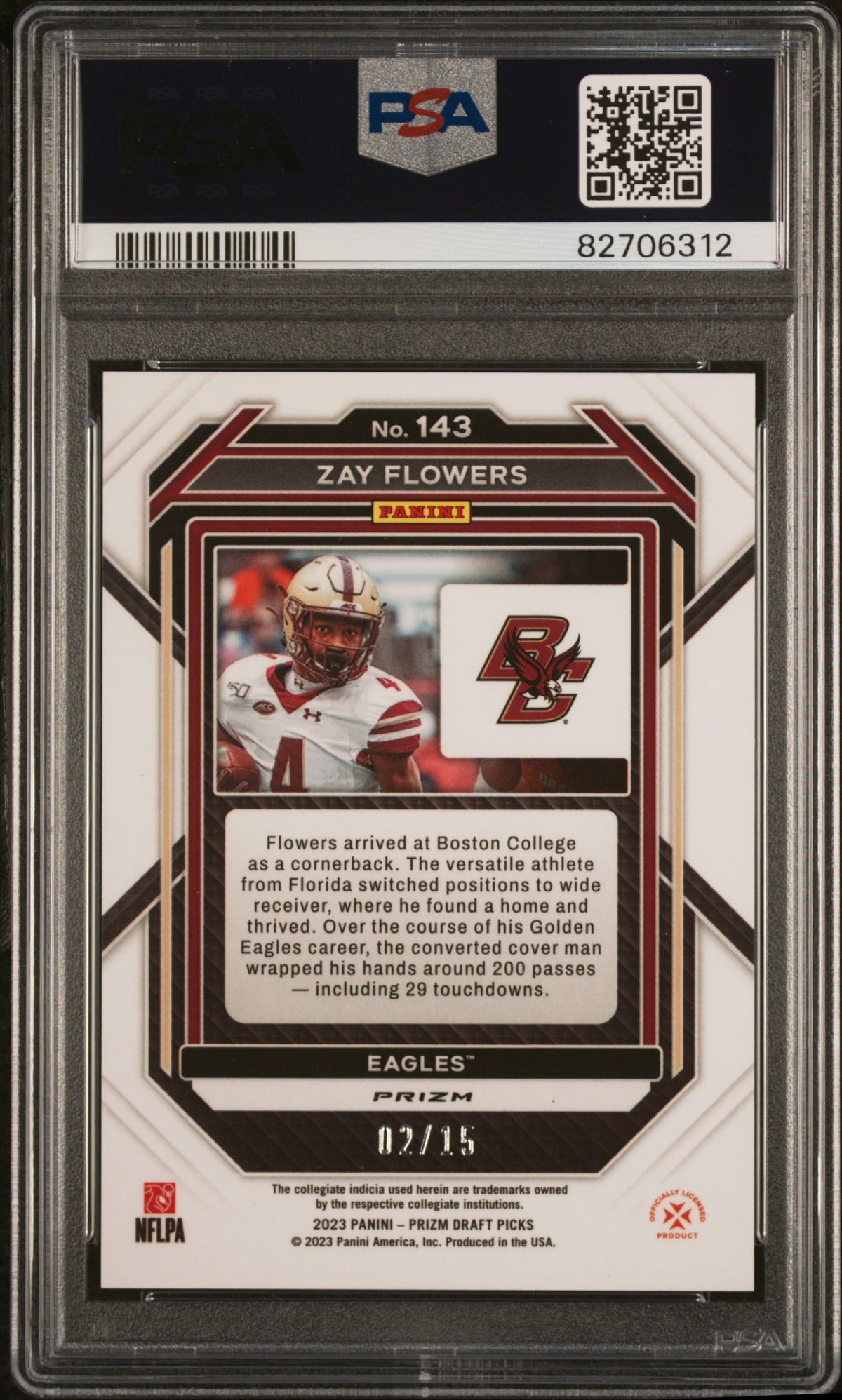 ZAY FLOWERS 2023 Panini Prizm Draft Picks Rookie Gold Shimmer /15 #143 PSA 10
