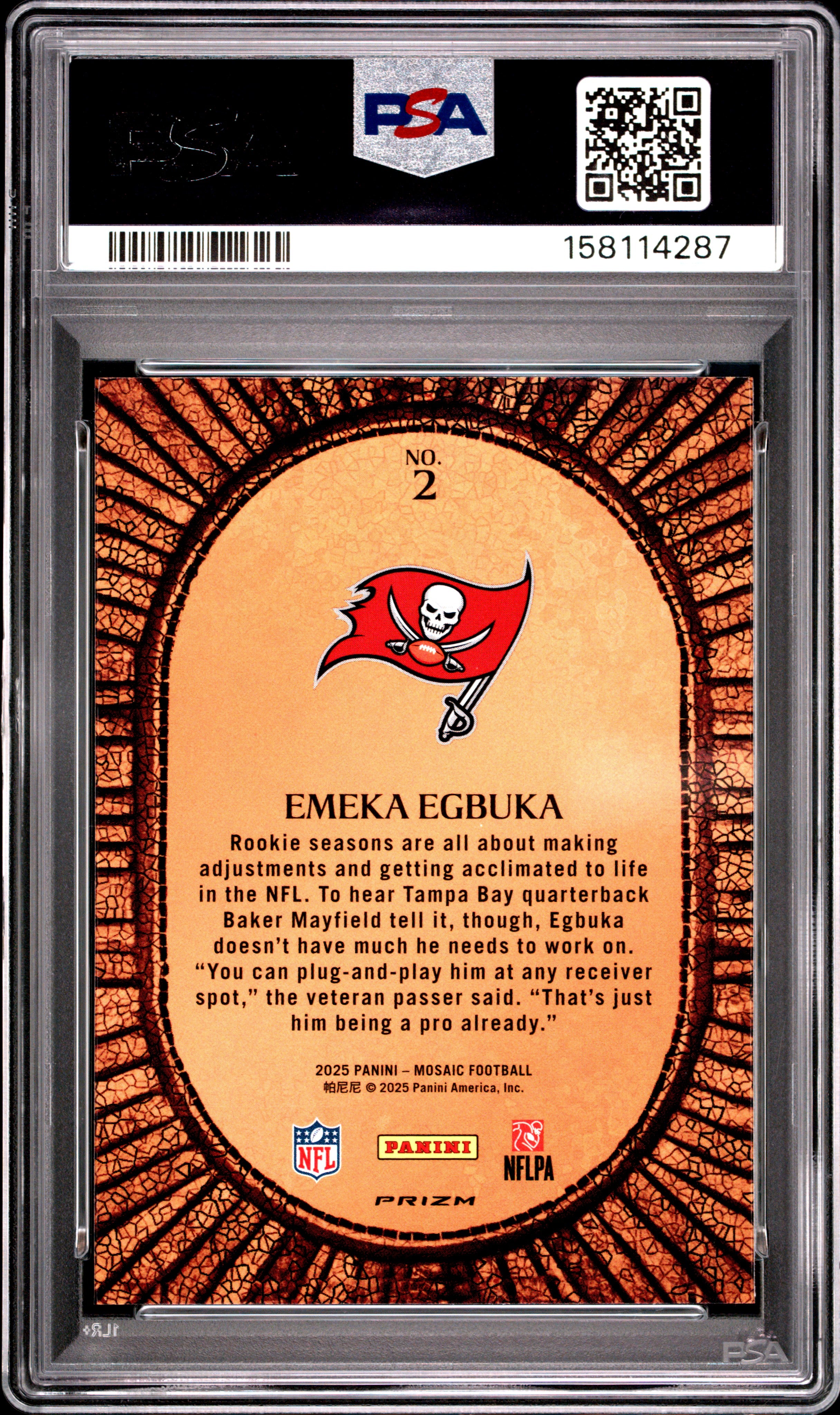 EMEKA EGBUKA 2025 Panini Mosaic Micro Rookie Case Hit SSP #2 PSA 10 Buccaneers