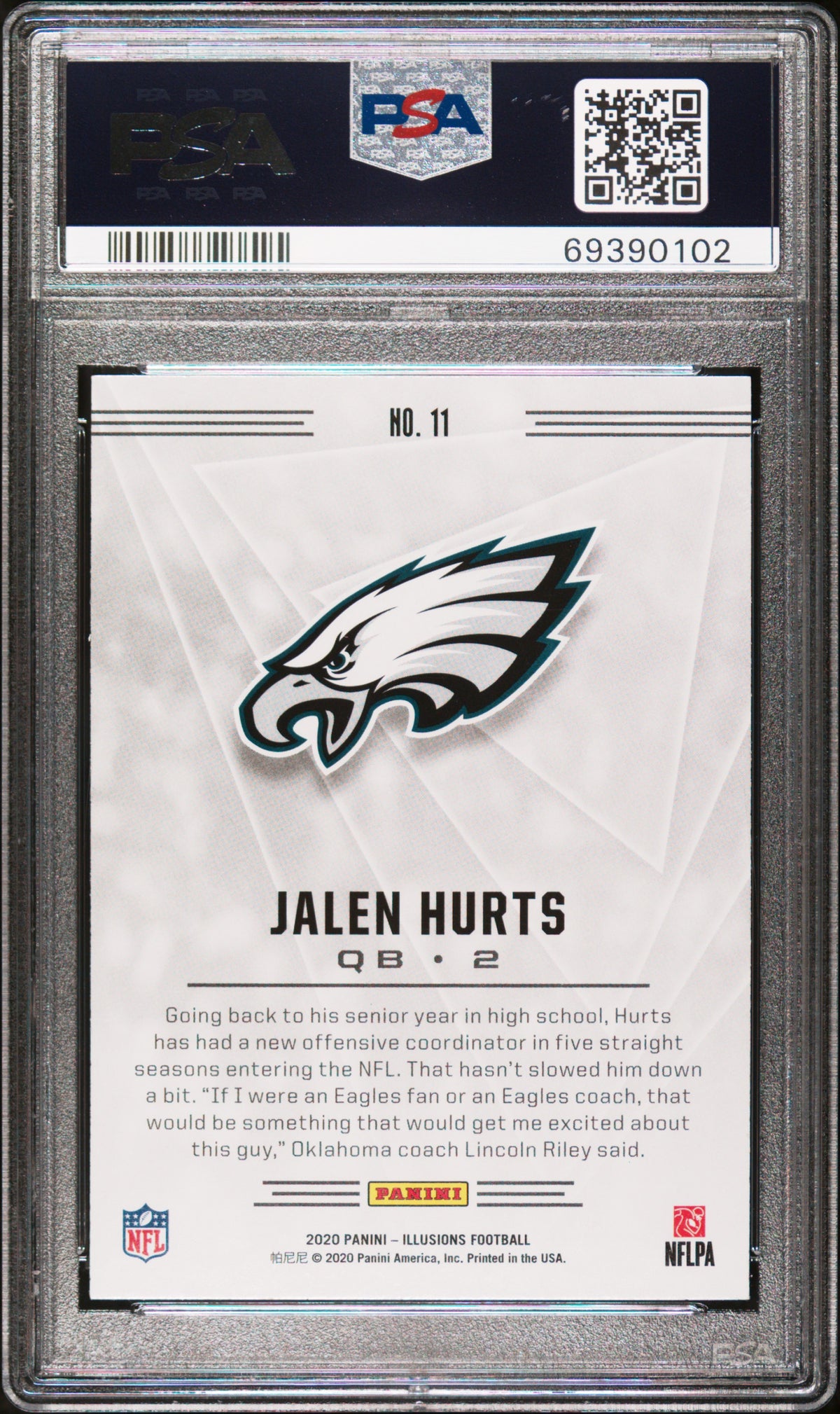 JALEN HURTS 2020 Panini Illusions Rookie Trophy Collection Sapphire #11 PSA 10