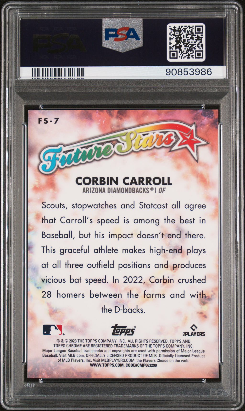 CORBIN CARROLL 2023 Topps Chrome Logofractor Edition Future Stars RC #FS7 PSA 10