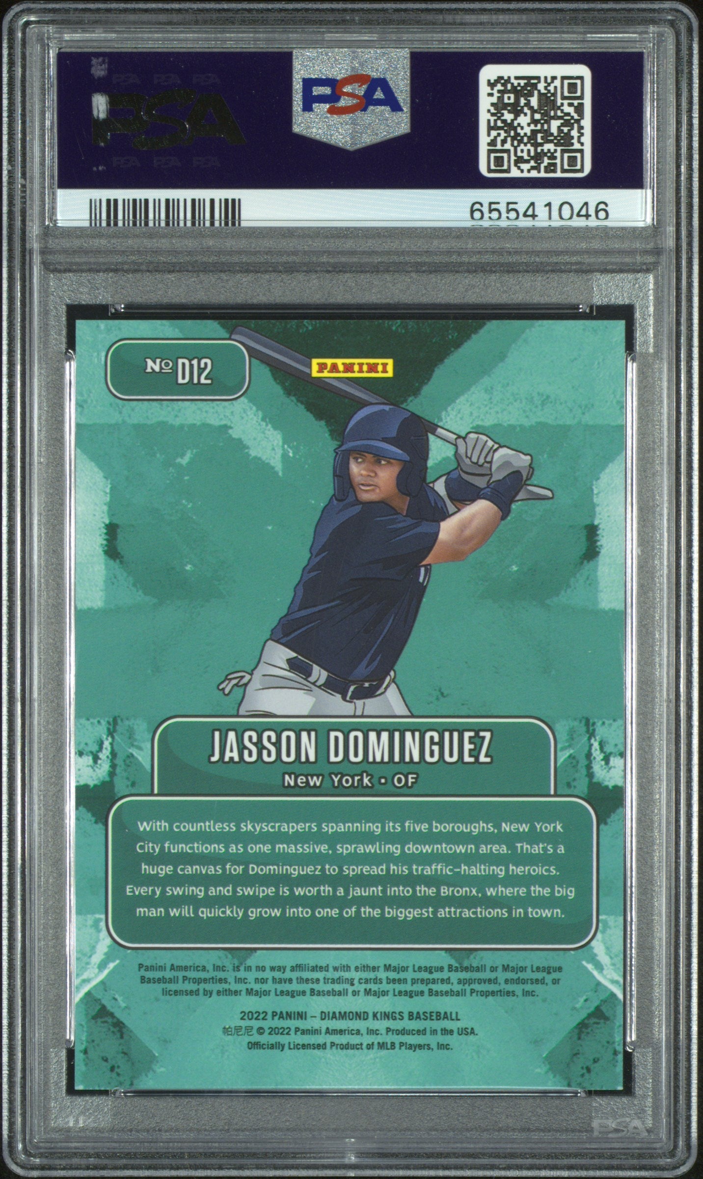 JASSON DOMINGUEZ 2022 Panini Diamond Kings Downtown Case Hit SSP #D12 PSA 10