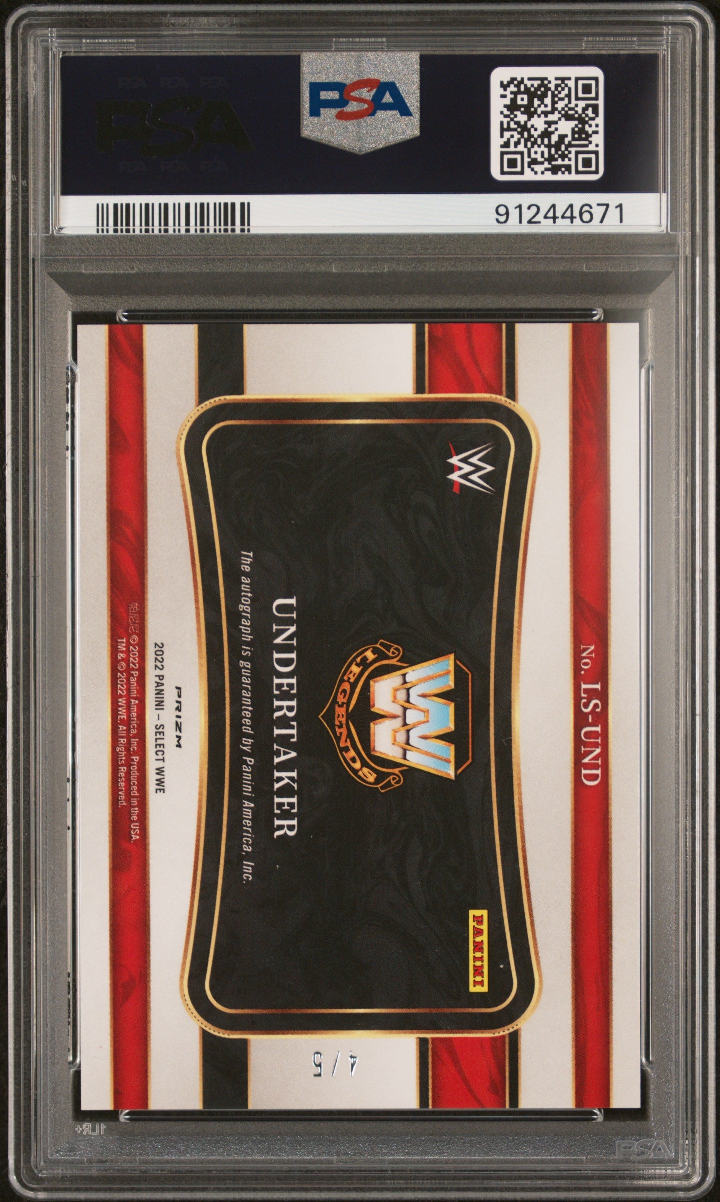 UNDERTAKER 2022 Panini Select WWE Legendary Auto Gold Wave Prizm /5 LSUND PSA 10