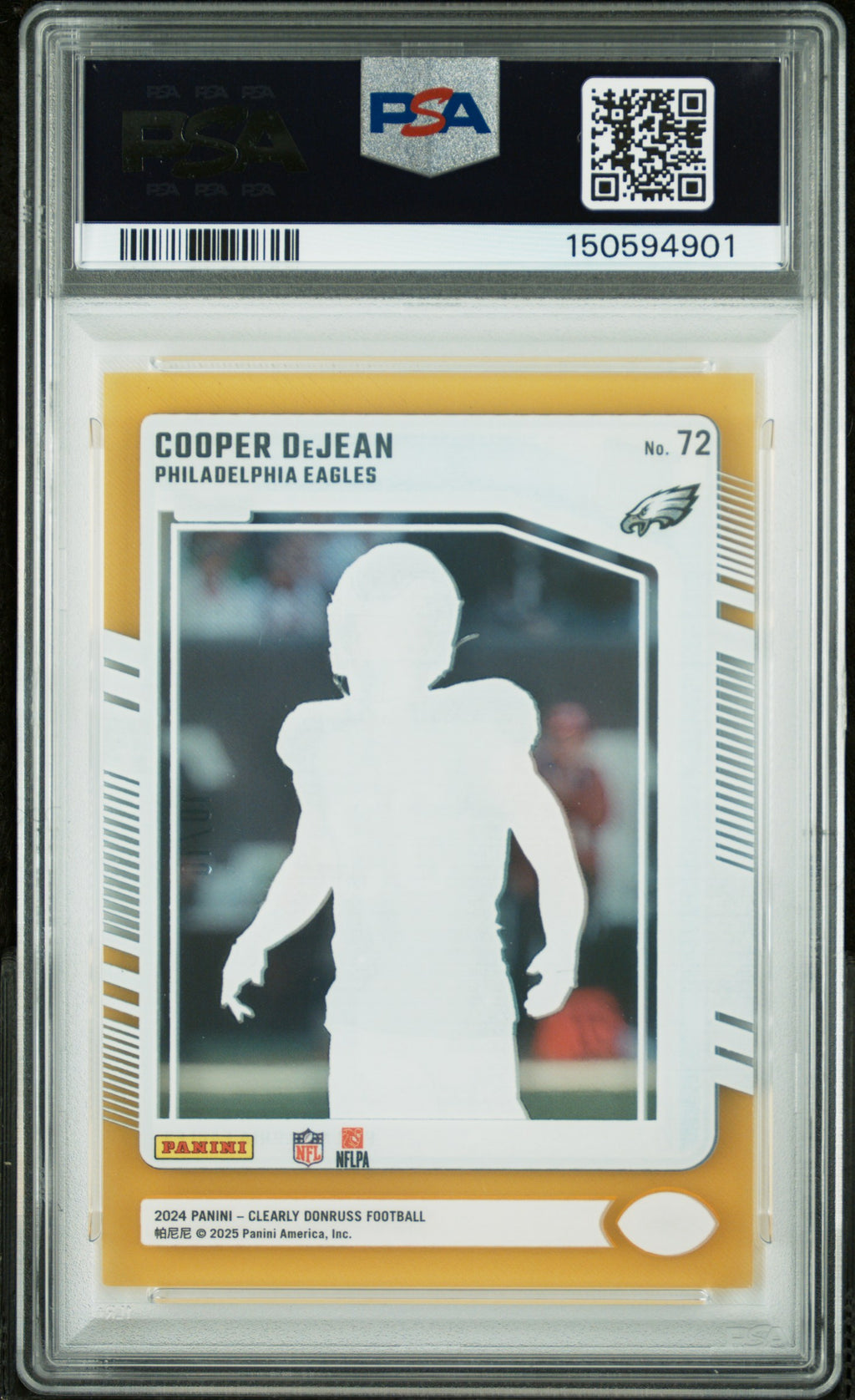 COOPER DEJEAN 2024 Panini Clearly Donruss Rated Rookie Gold /10 #72 PSA 8 Eagles