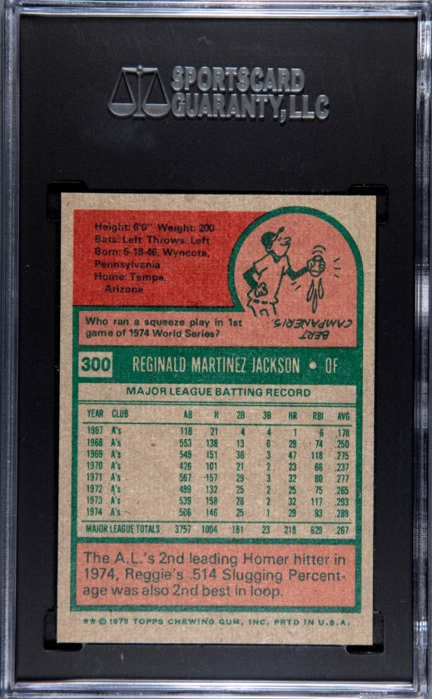 REGGIE JACKSON 1975 Topps Baseball #300 SGC 6 Oakland Athletics
