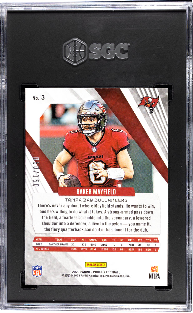 BAKER MAYFIELD 2023 Panini Phoenix Lava /150 #3 SGC 10 Buccaneers