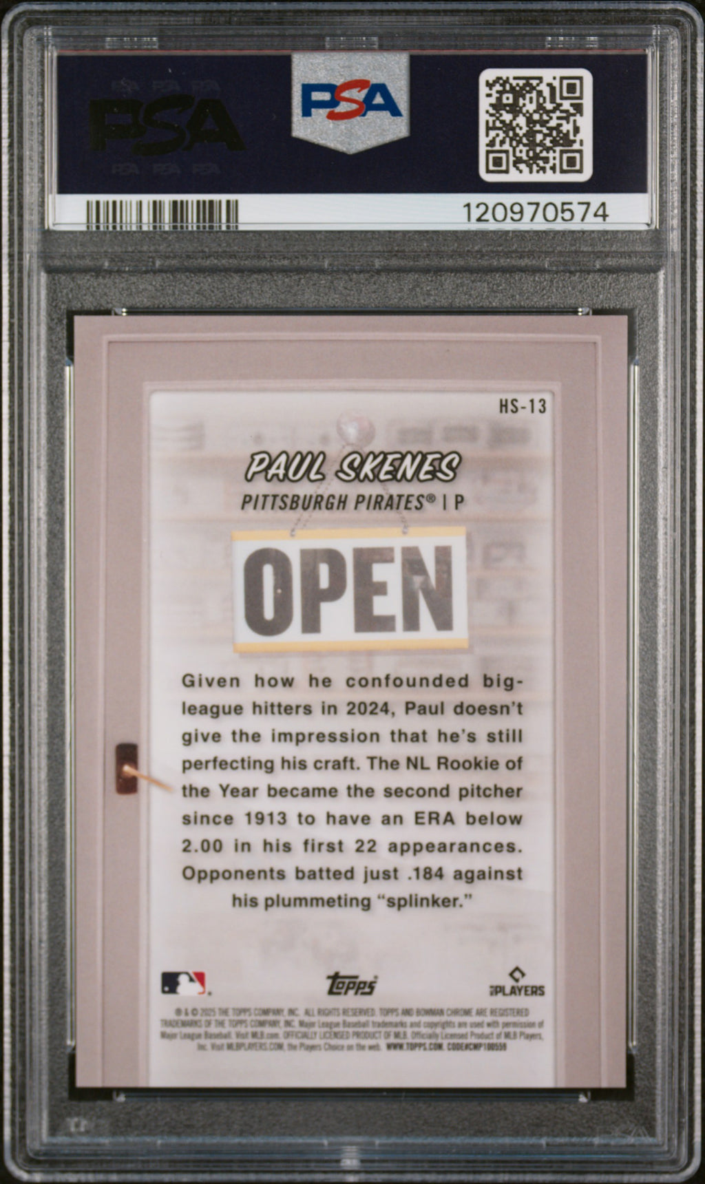 PAUL SKENES 2025 Bowman Chrome Hobby Stars Gold Refractor /50 #HS13 PSA 10