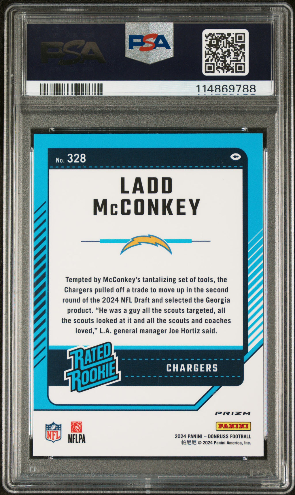 LADD MCCONKEY 2024 Panini Donruss Optic Red Wave Rated Rookie PSA 10 Chargers