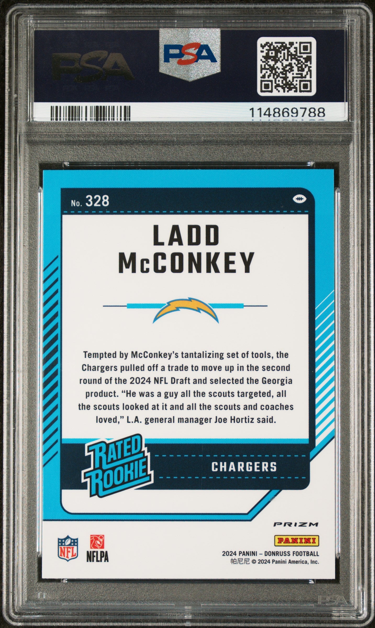 LADD MCCONKEY 2024 Panini Donruss Optic Red Wave Rated Rookie PSA 10 Chargers
