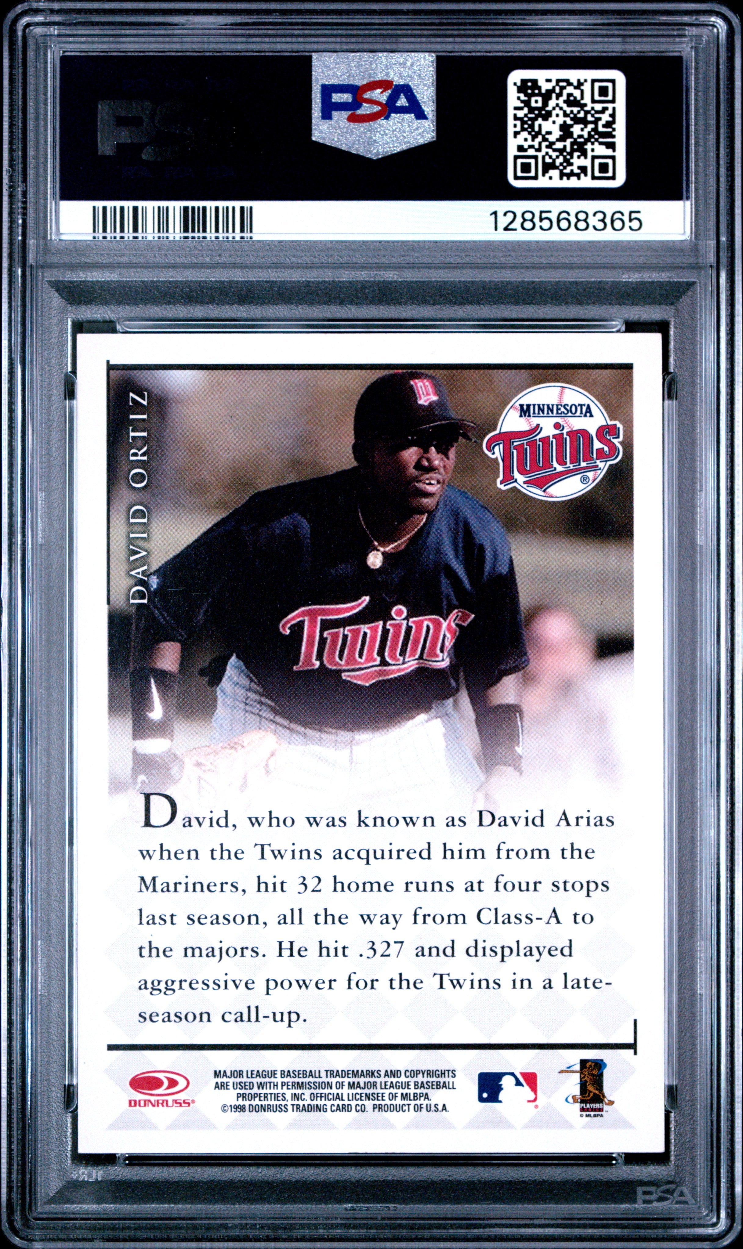 DAVID ORTIZ 1998 Donruss Signature Preview Auto PSA 9 Twins
