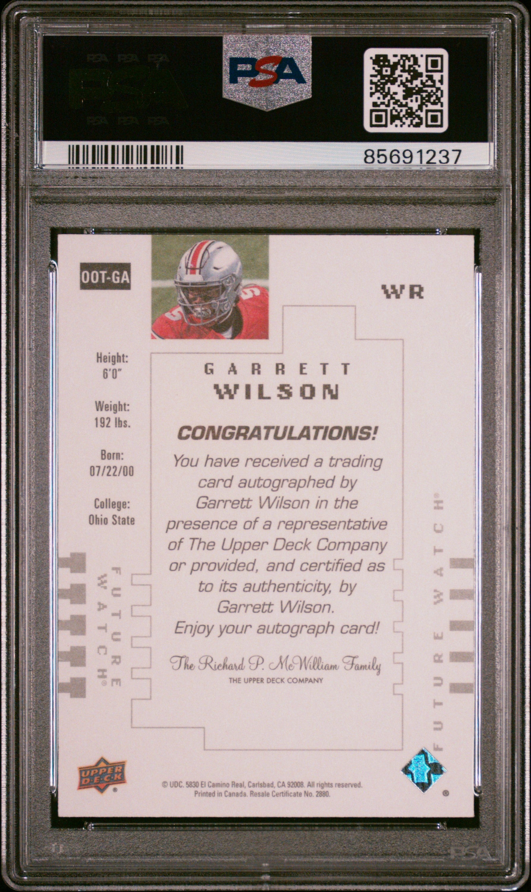 GARRETT WILSON 2022 Goodwin Champions SP Futures Watch Rookie Auto /299 PSA 10