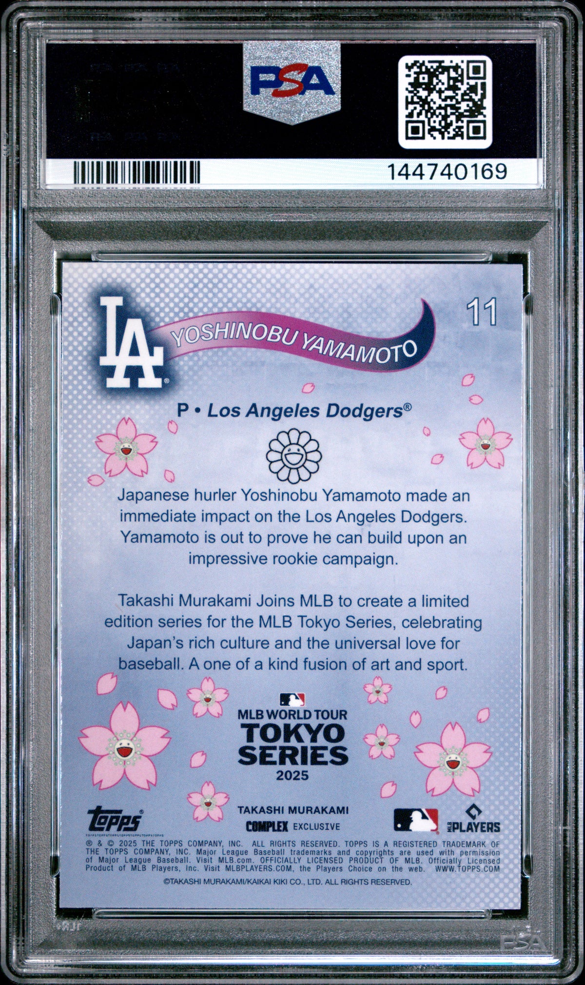 YOSHINOBU YAMAMOTO 2025 Topps Murakami Tokyo Series #11 PSA 10 Dodgers