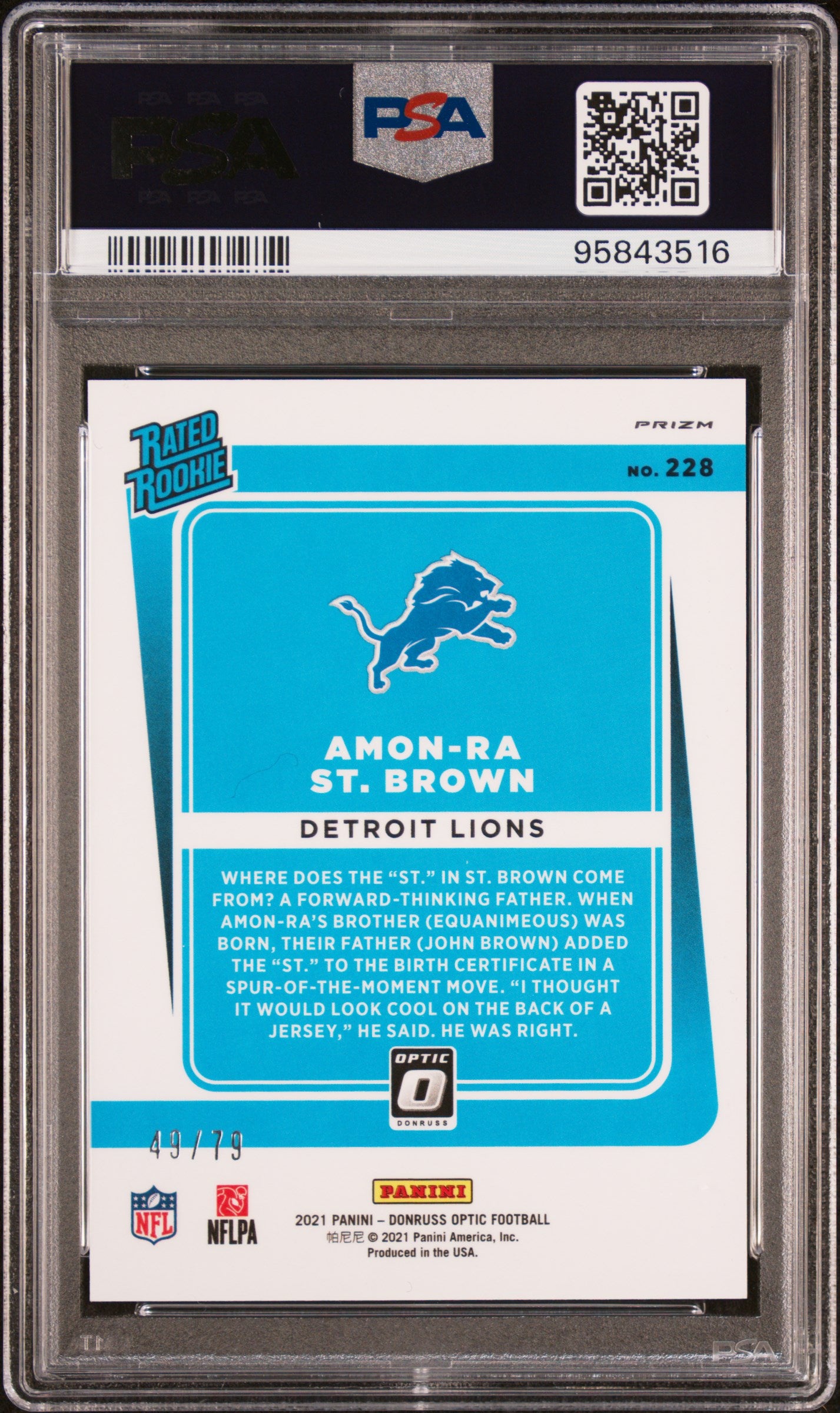 AMON-RA ST. BROWN 2021 Donruss Optic Orange Scope Rookie /79 PSA 10 #228