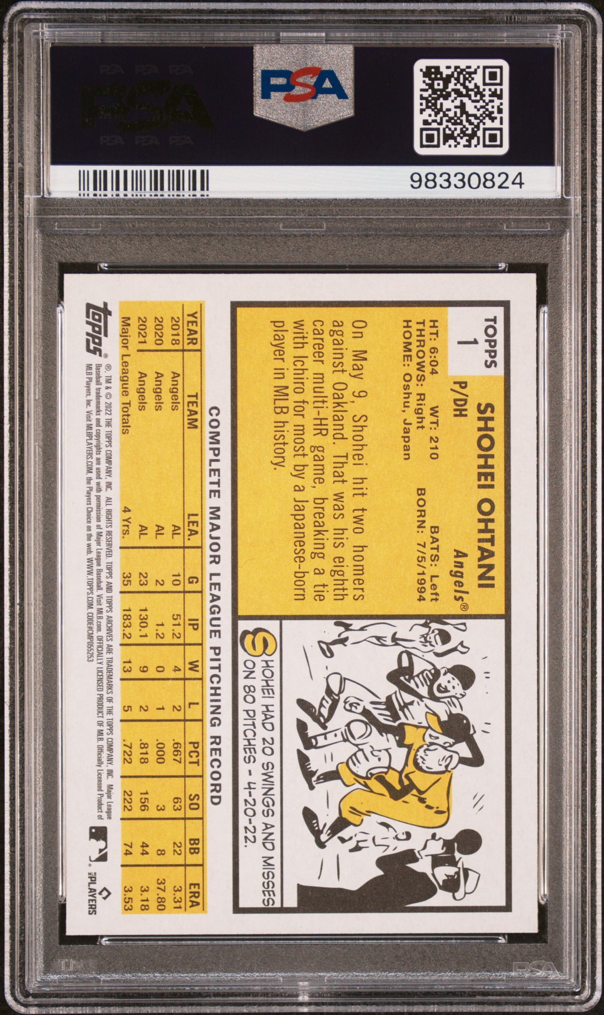 SHOHEI OHTANI 2022 Topps Archives #1 PSA 10 Los Angeles Angels