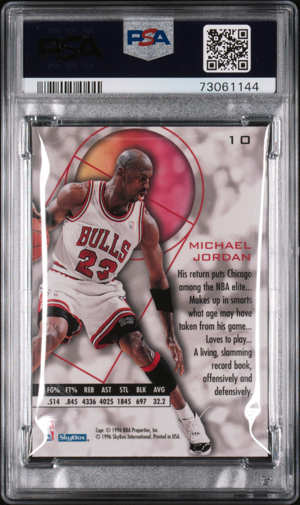MICHAEL JORDAN 1995-96 Skybox E-XL #10 PSA 9 MINT Bulls