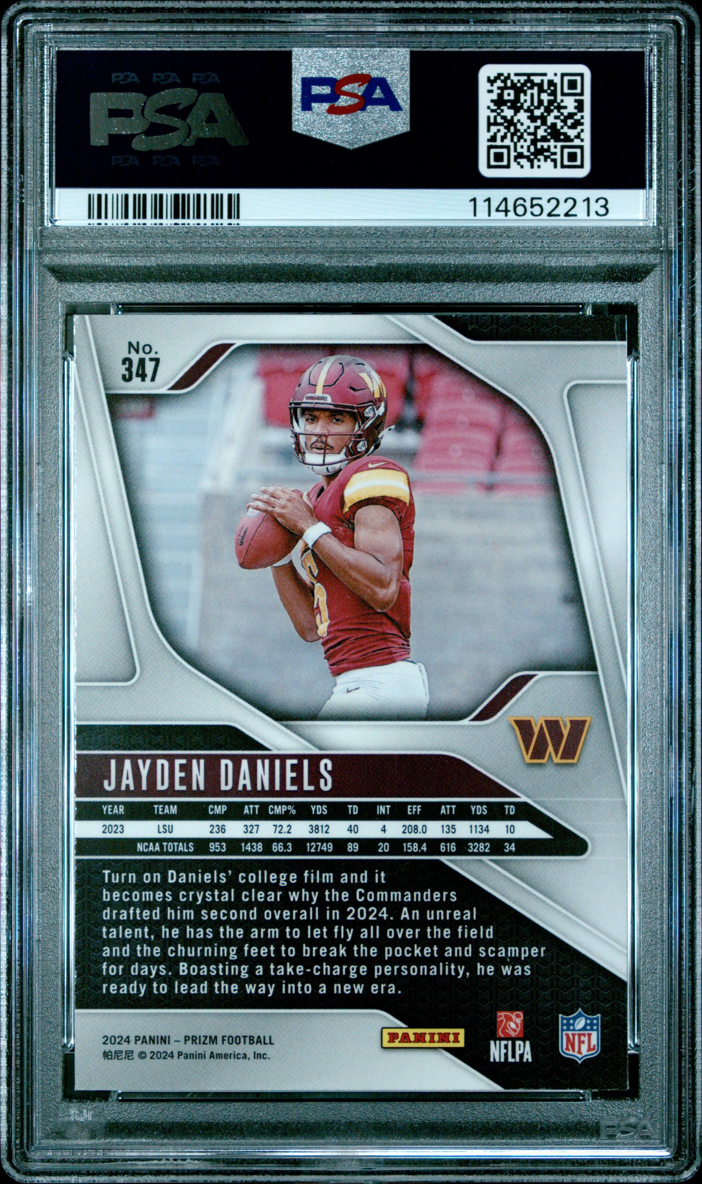 JAYDEN DANIELS 2024 Panini Prizm Rookie #347 PSA 10 Commanders