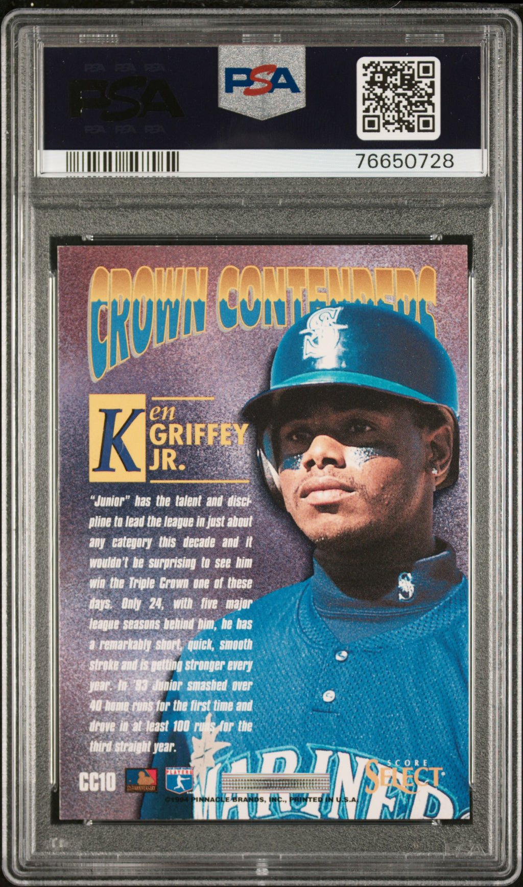 KEN GRIFFEY JR. 1994 Score Select Crown Contenders #CC10 PSA 9 Mariners