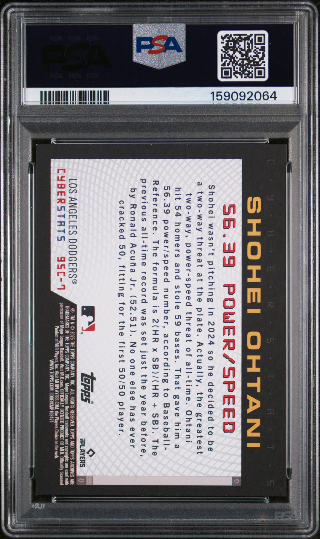 SHOHEI OHTANI 2025 Topps Archive 1995 Cyberstats #7 PSA 9 Dodgers