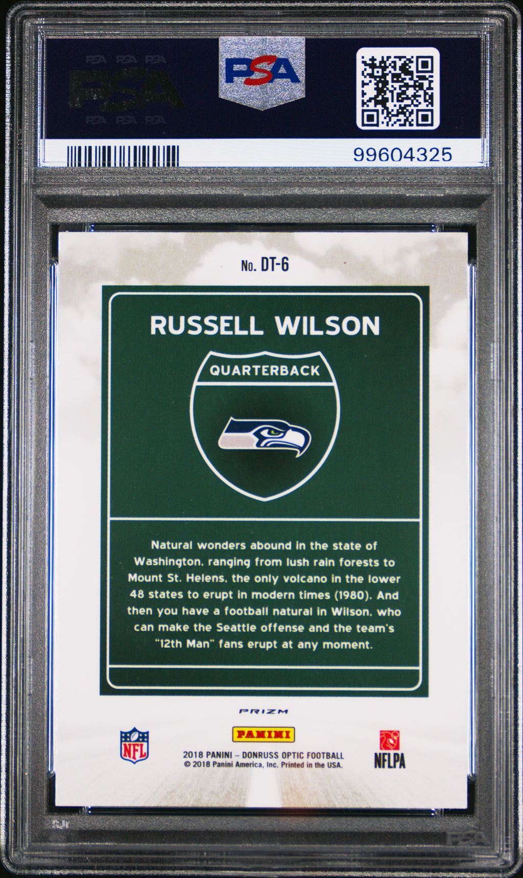 RUSSELL WILSON 2018 Panini Donruss Optic Downtown Prizm Case Hit SSP #DT6 PSA 9