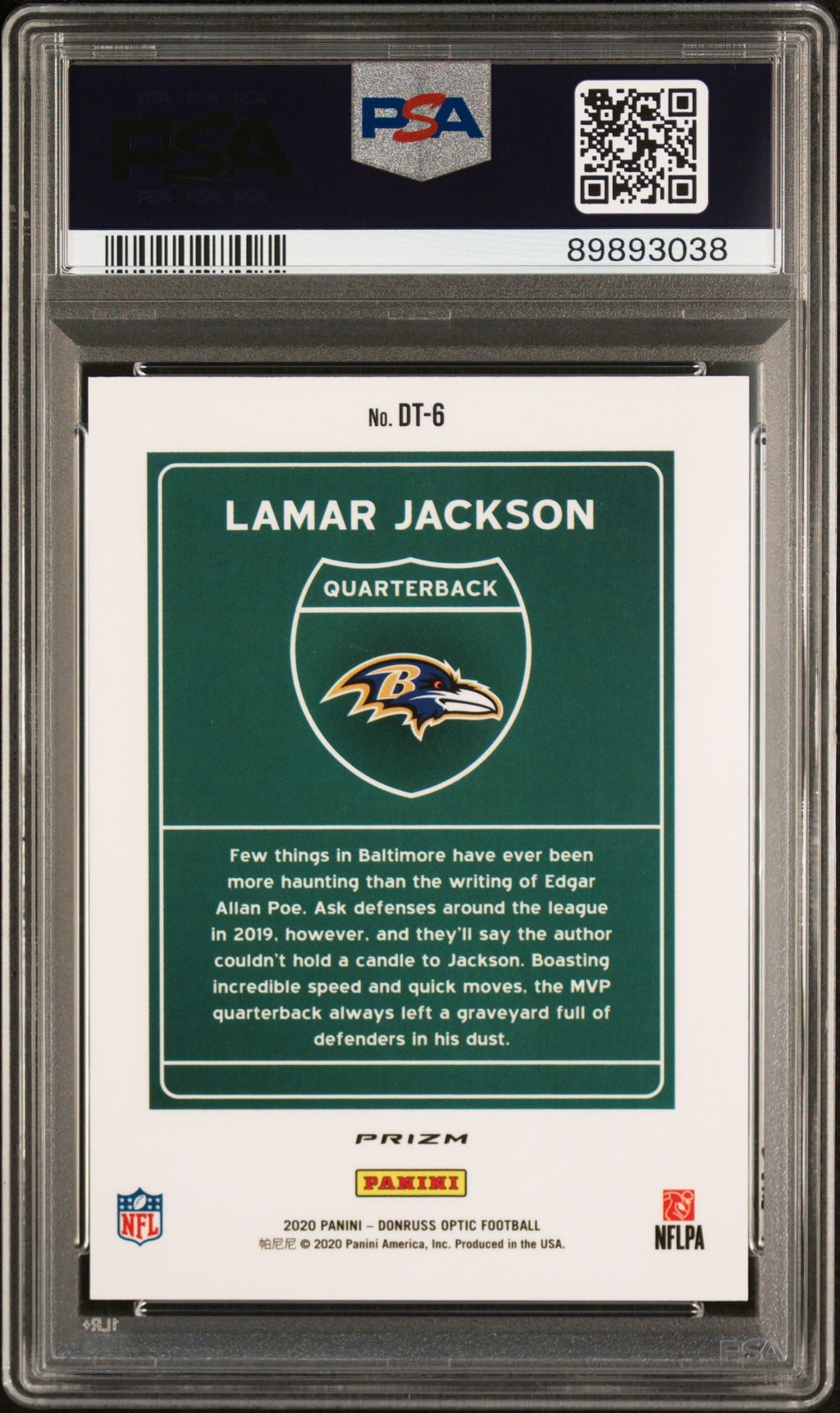 LAMAR JACKSON 2020 Panini Donruss Optic Downtown Case Hit SSP #DT6 PSA 9 Ravens