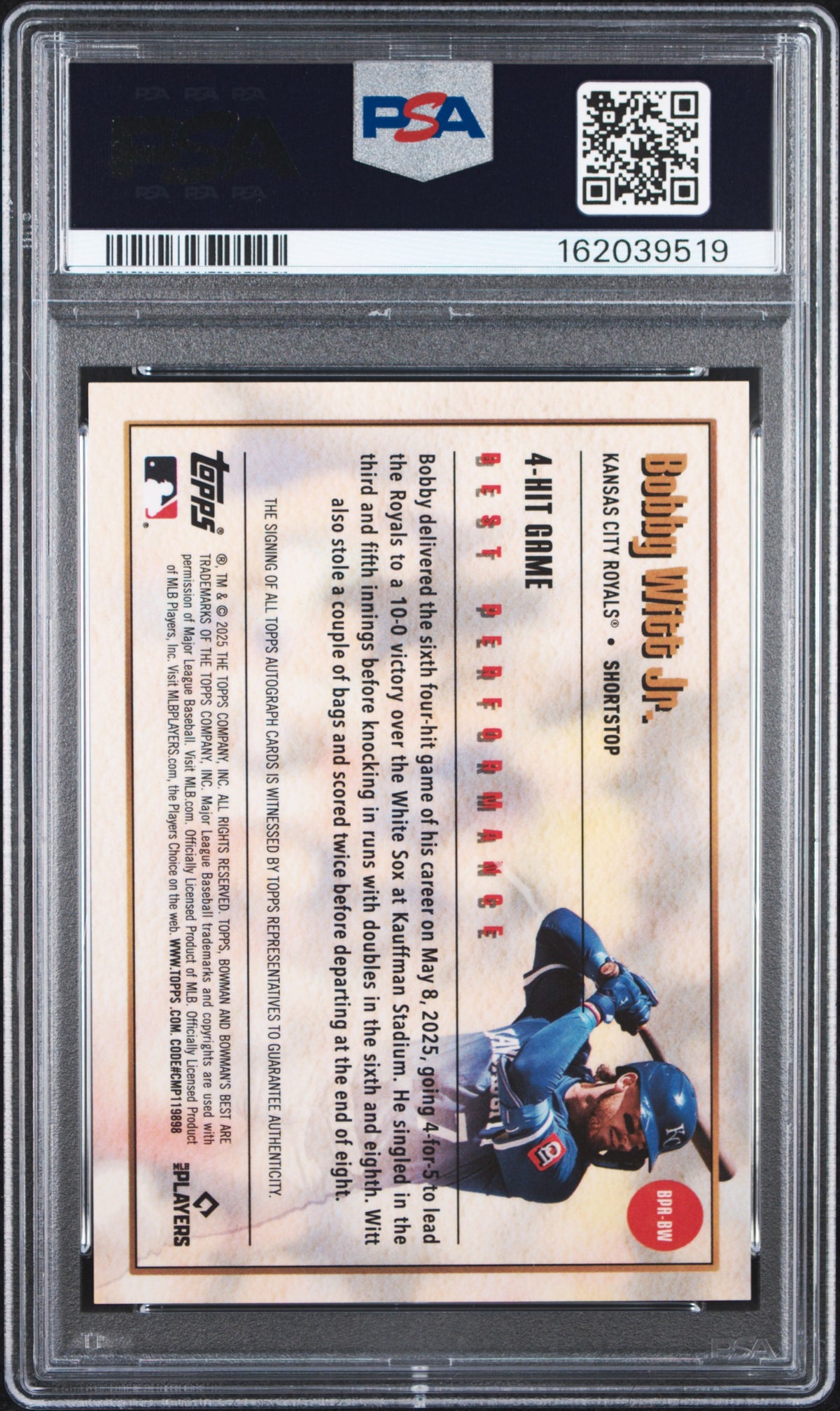 BOBBY WITT JR. 2025 Bowman's Best Performance Auto Lava Refractor /50 PSA 10